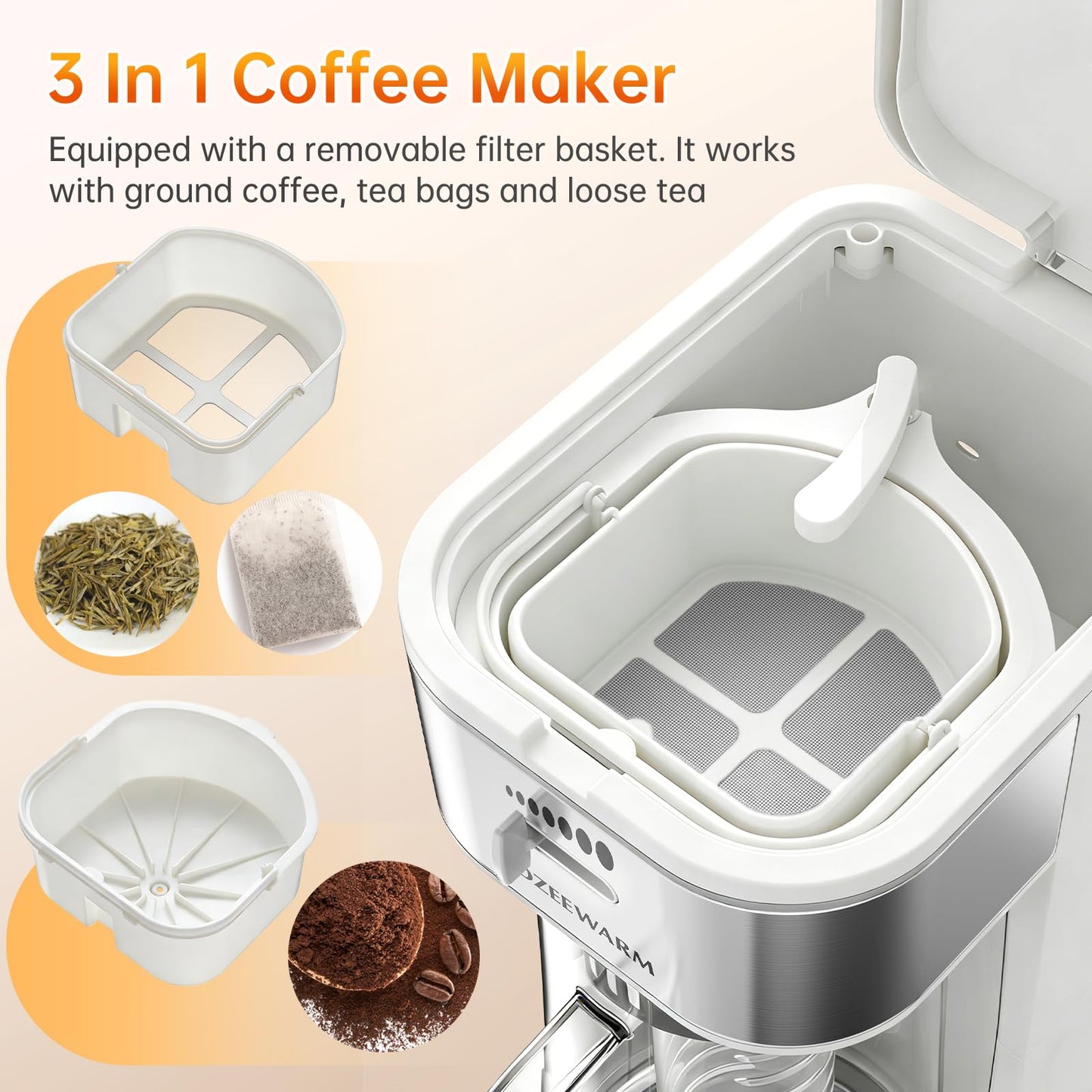 Iced Coffee Tea Maker With Reusable Filter Basket 3 QT Pitcher Iced Tea And Coffee Machine, Tea Makers For Iced Tea, Lattes, Lemonade And Flavored Water (3QT 2)