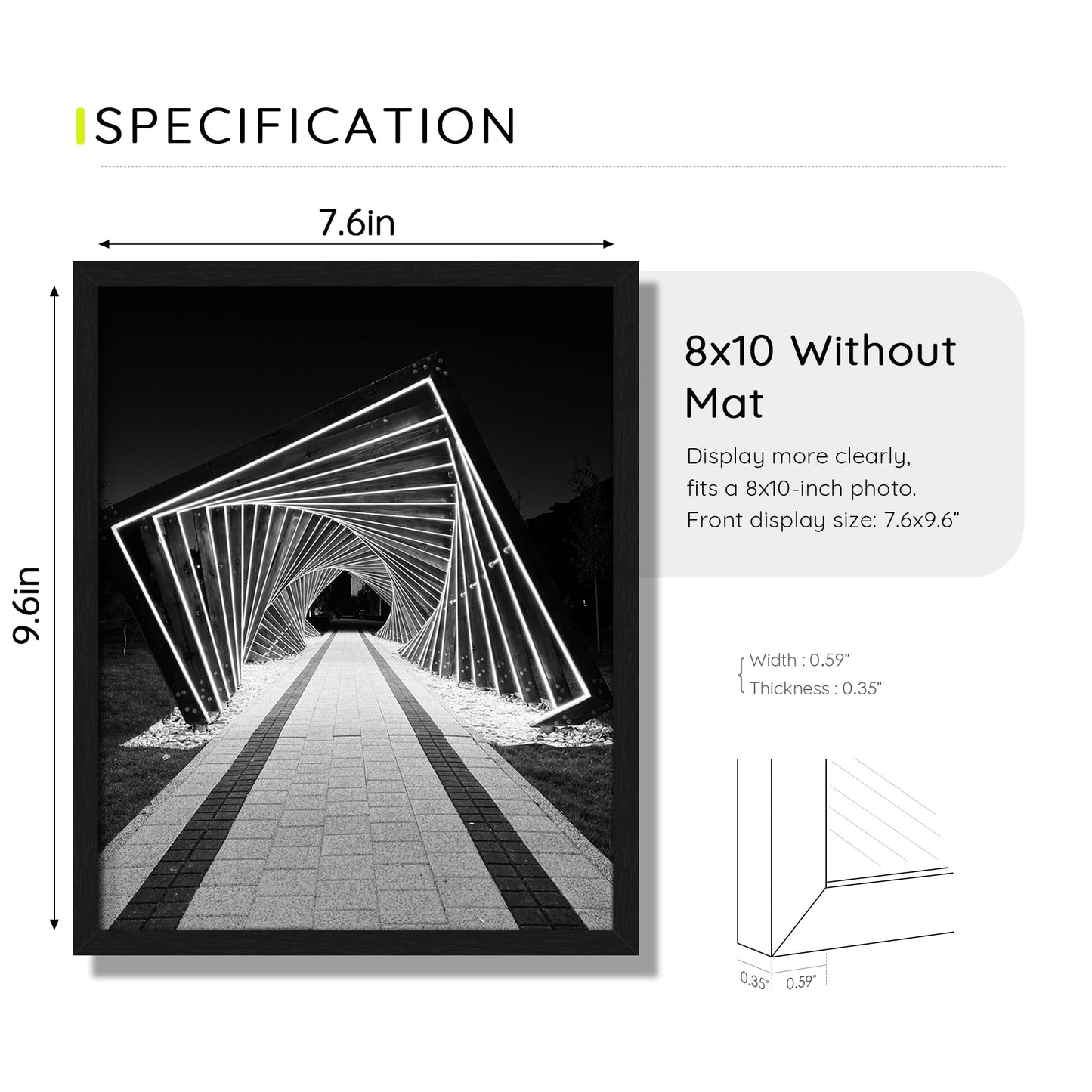 Picrit 8x10 Picture Frame Set of 12, Wall Gallery Photo Frames without Mat, Multi Photo Display for Home Decor, Black Wood Grain