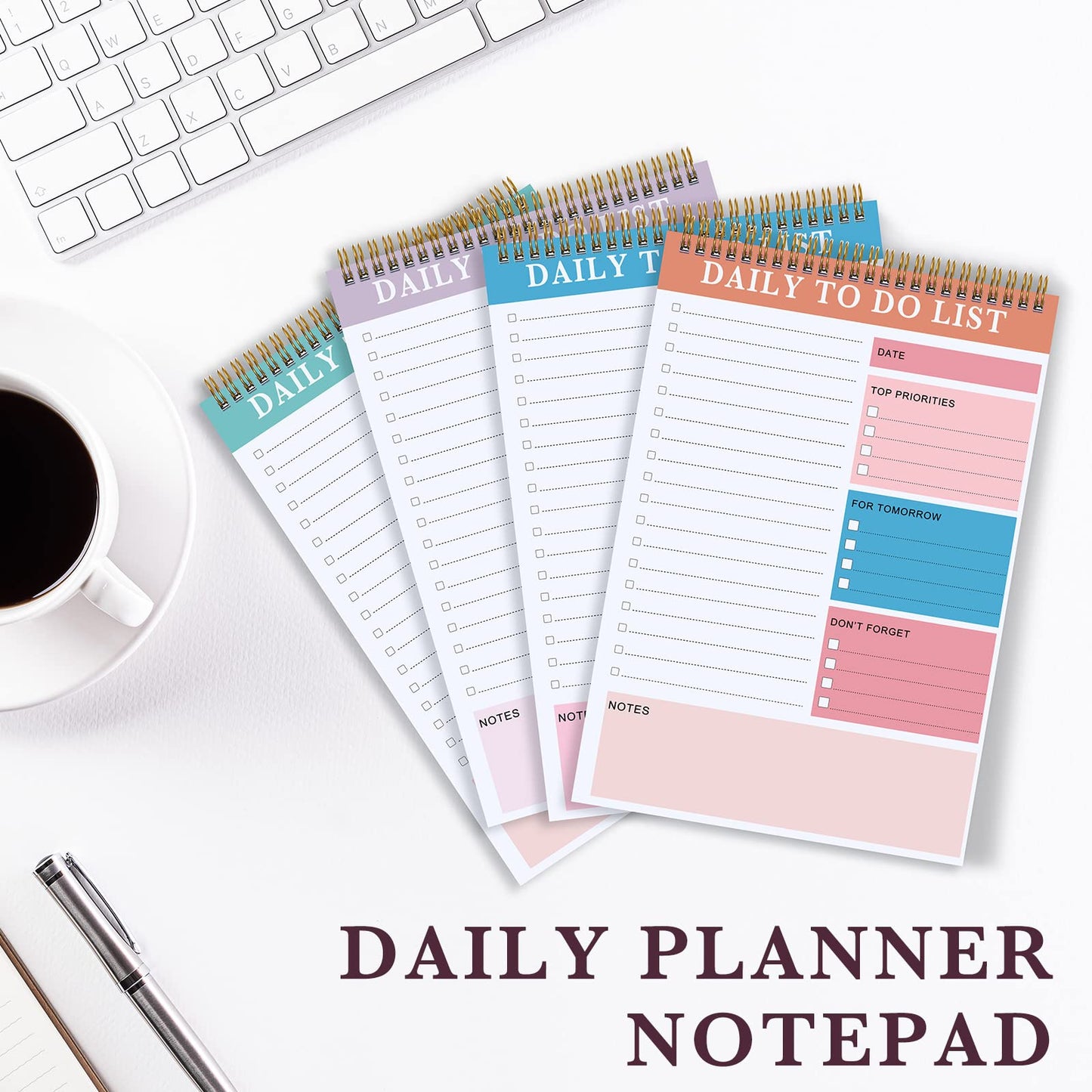 20 Pcs Daily to Do List Notepad Daily Planner with 52 Sheets Tear Off, Spiral to Do List Notebook Notepad Undated Bulk for Adults Kids Classroom Office Plan Work Schedule Checklist, 6.38 x 9.84 Inch