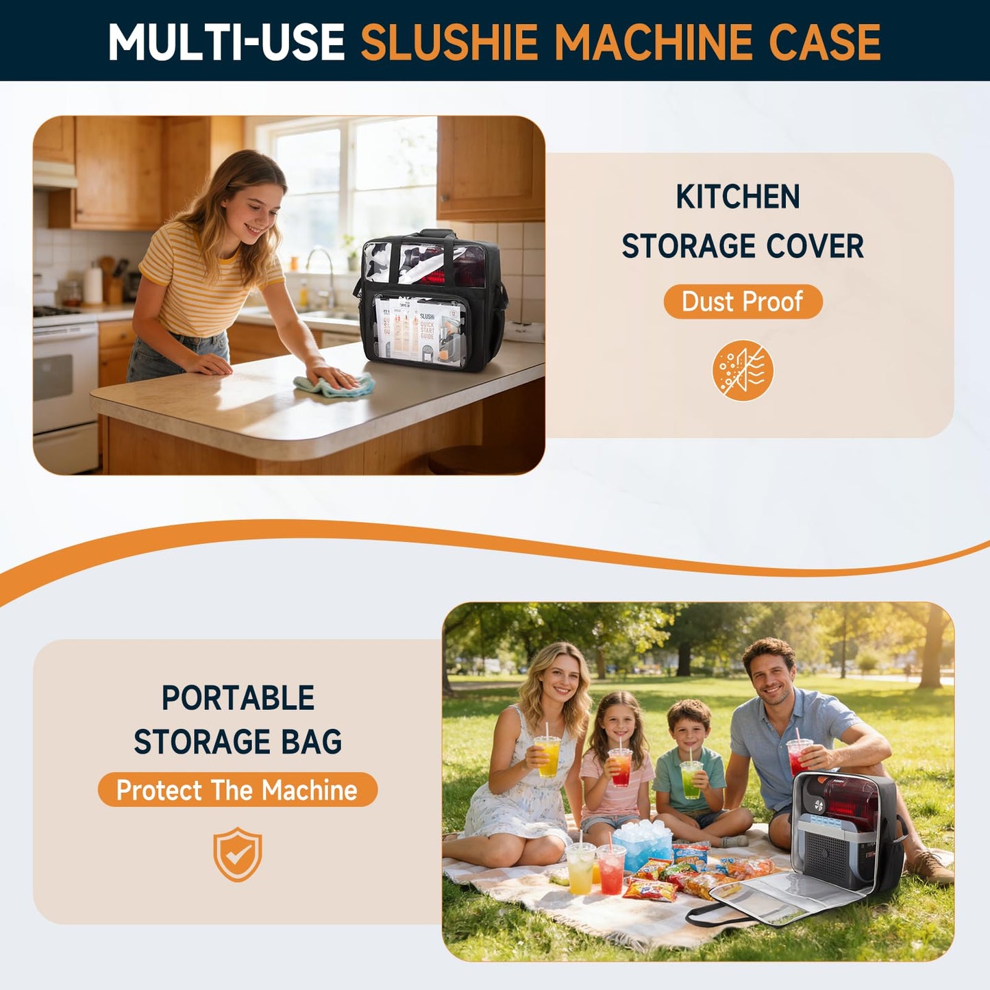 Carrying Bag for Ninja Slushie Machine FS301 & FS300, Travel Party Frozen Drink Maker Case with Clear Window, Portable Side-Opening Cover for Ninja SLUSHi, Thick Storage Case for Slush Accessories