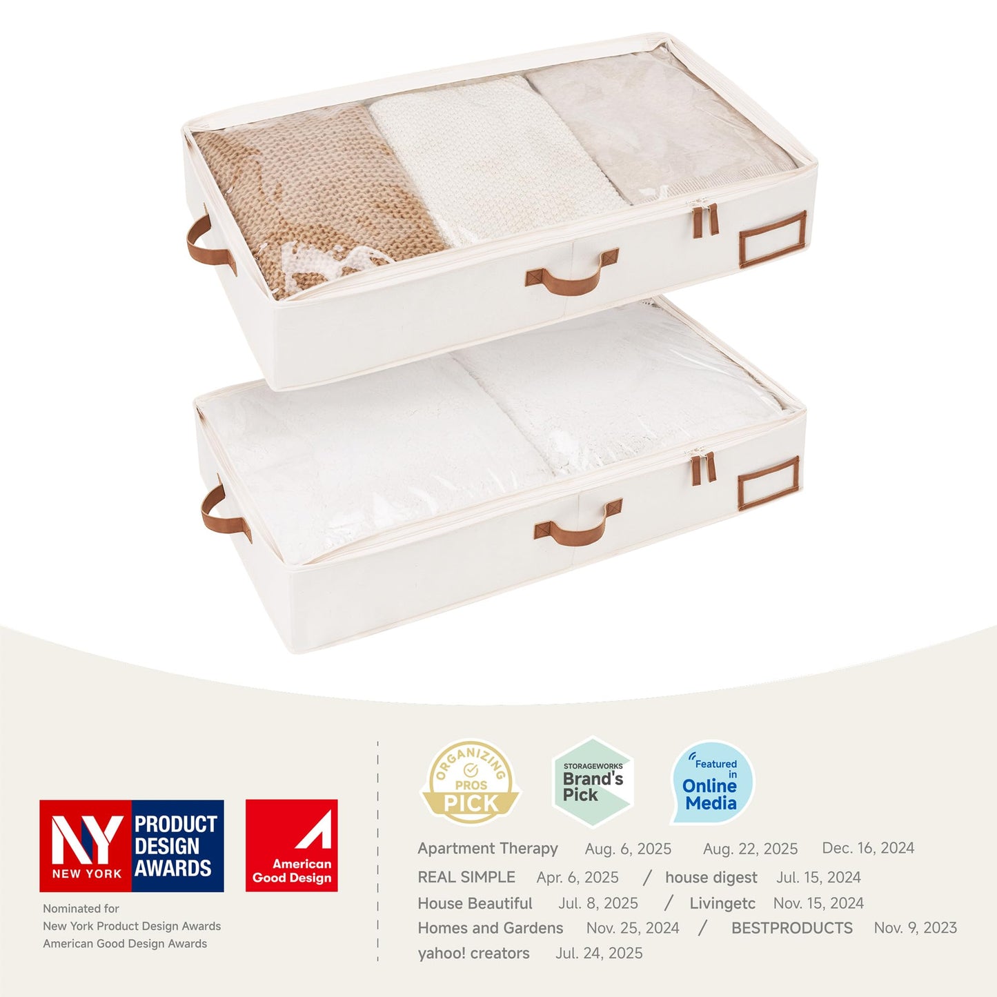 StorageWorks Large Under Bed Storage Containers with Handles and Label Holder, 2 Pack Ultra-thick Fabric Underbed Bins, Closet Organizer for Clothes, Blankets, Sweater