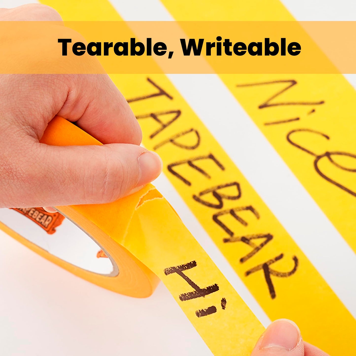 TAPEBEAR Delicate Surface Advanced Masking Tape 1.41" x 60Yard, Orange Washi Tape Indoor Painters Tape Decorating with No Paint Bleed, Sharp Lines, Surface Damage-Free, Low Tack, 6Rolls