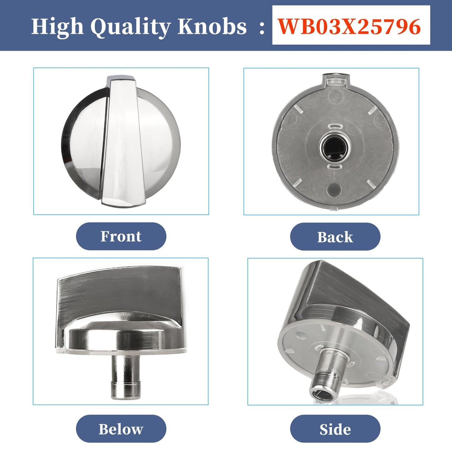 WB03X25796 Gas Cooktop Knob Compatible with ge Profile Stove Knobs, Fits PGP953SET1SS PGP986SET1SS PGP959SET1SS PGP976SET2SS - Replaces AP5986232 PS11721433 4362262 WB03T10326 Burner Range Knob - 5PCS