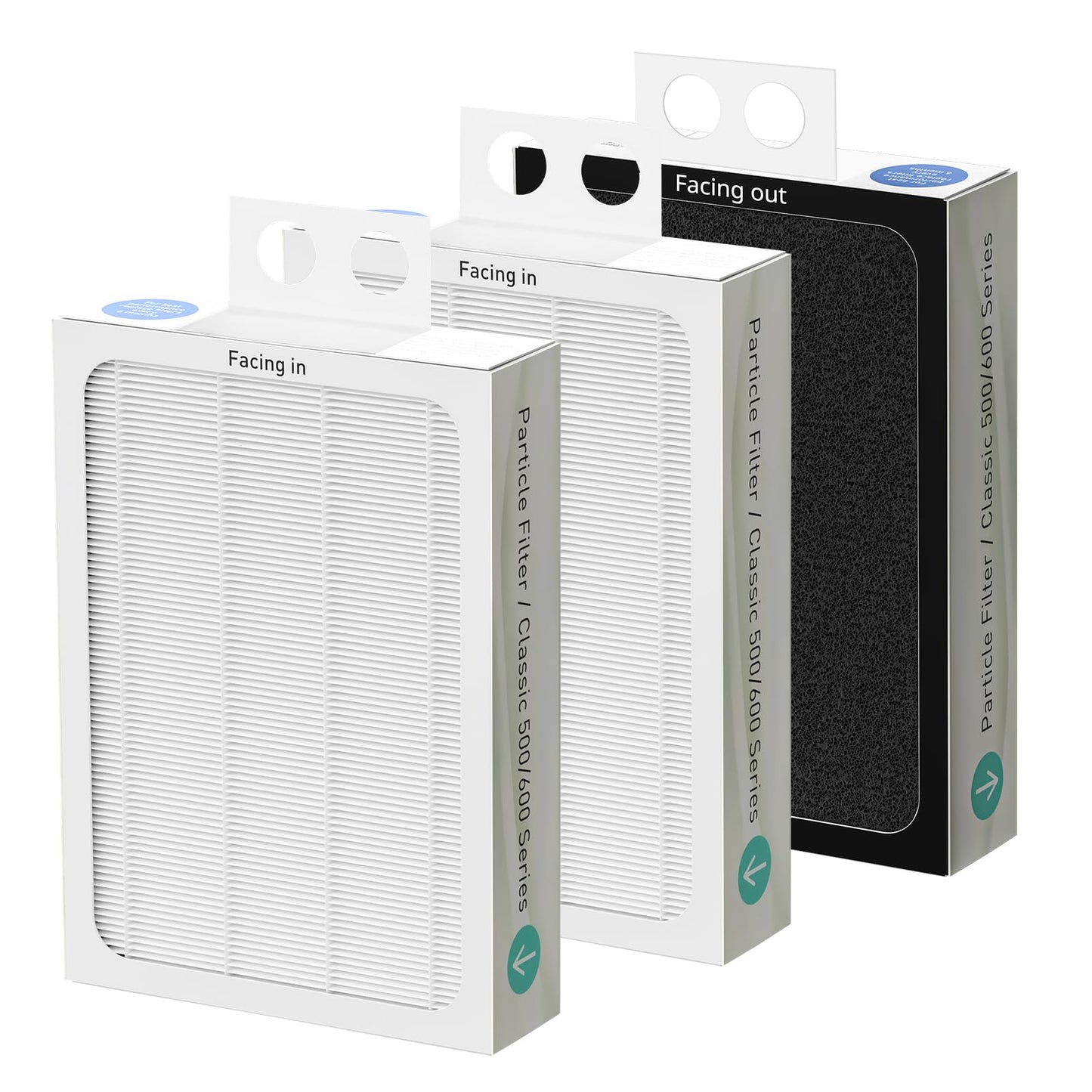 3 Pack HEPA Filter Replacement Compatible with Blueair Classic 500/600 Series Air Purifiers 501, 503, 505, 510, 550E, 555EB, 601, 605, 650E, 680i,Particle Filter