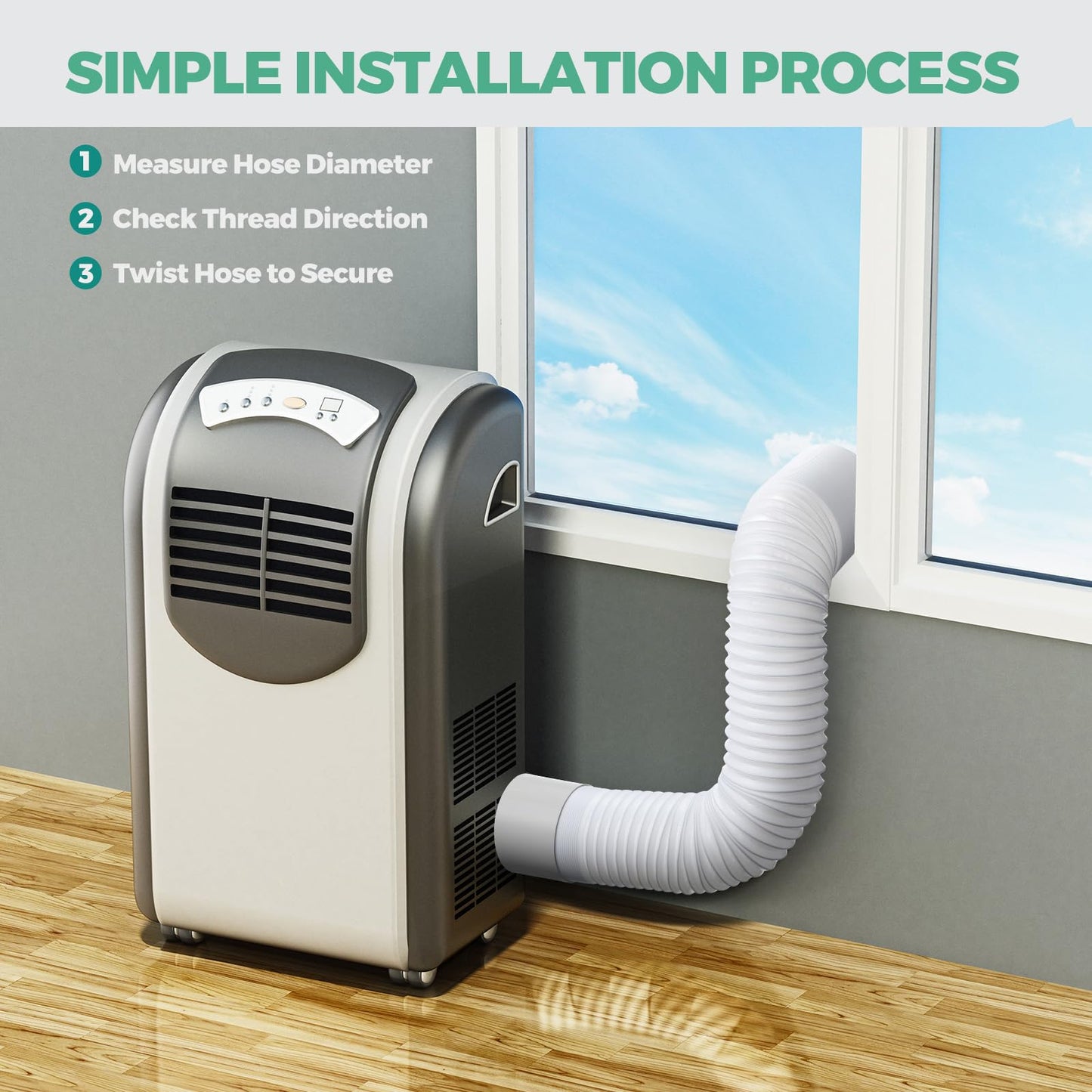 Innconee 1 Set 78.7'' Portable Air Conditioner Hose with Coupler 5.9'' Universal Flexible Ac Hose Extension with Tube Connector for Air Conditioner Vent