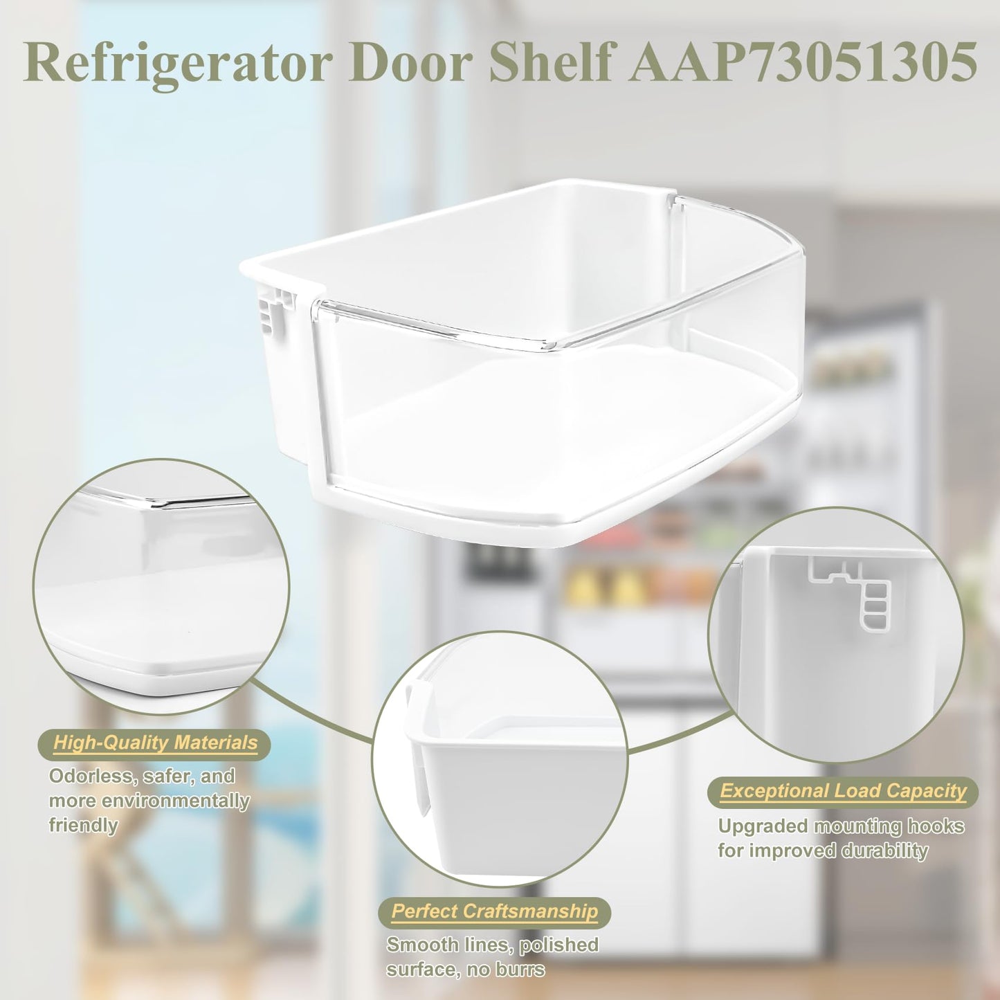 AAP73051305, AP5959449 Door Shelf Bin Compatible with lg, kenmore Refrigerator(some models,not all): LFCS22520S, LFC22770ST, LFC22770SW, LFC22770SB etc, Replacement Door Basket PS11700735, EAP11700735