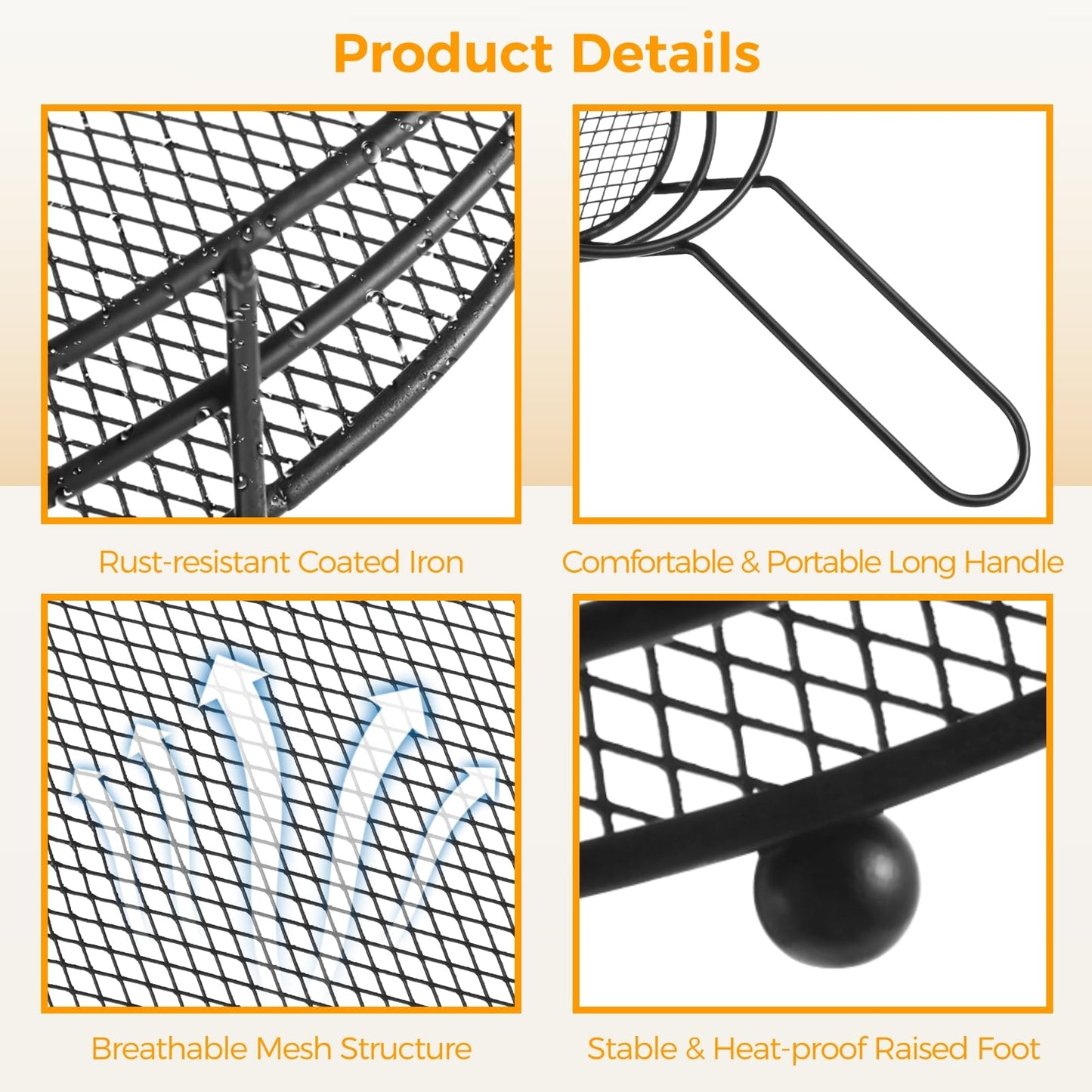 Toyosport 12 Pack French Fries Baskets, Black Iron Serving Baskets with Handles, Oval Mesh Food Presentation Trays with 50 Deli Papers, Fried Food Bowls, Small Fryer Holders for Parties, BBQ, Kitchen