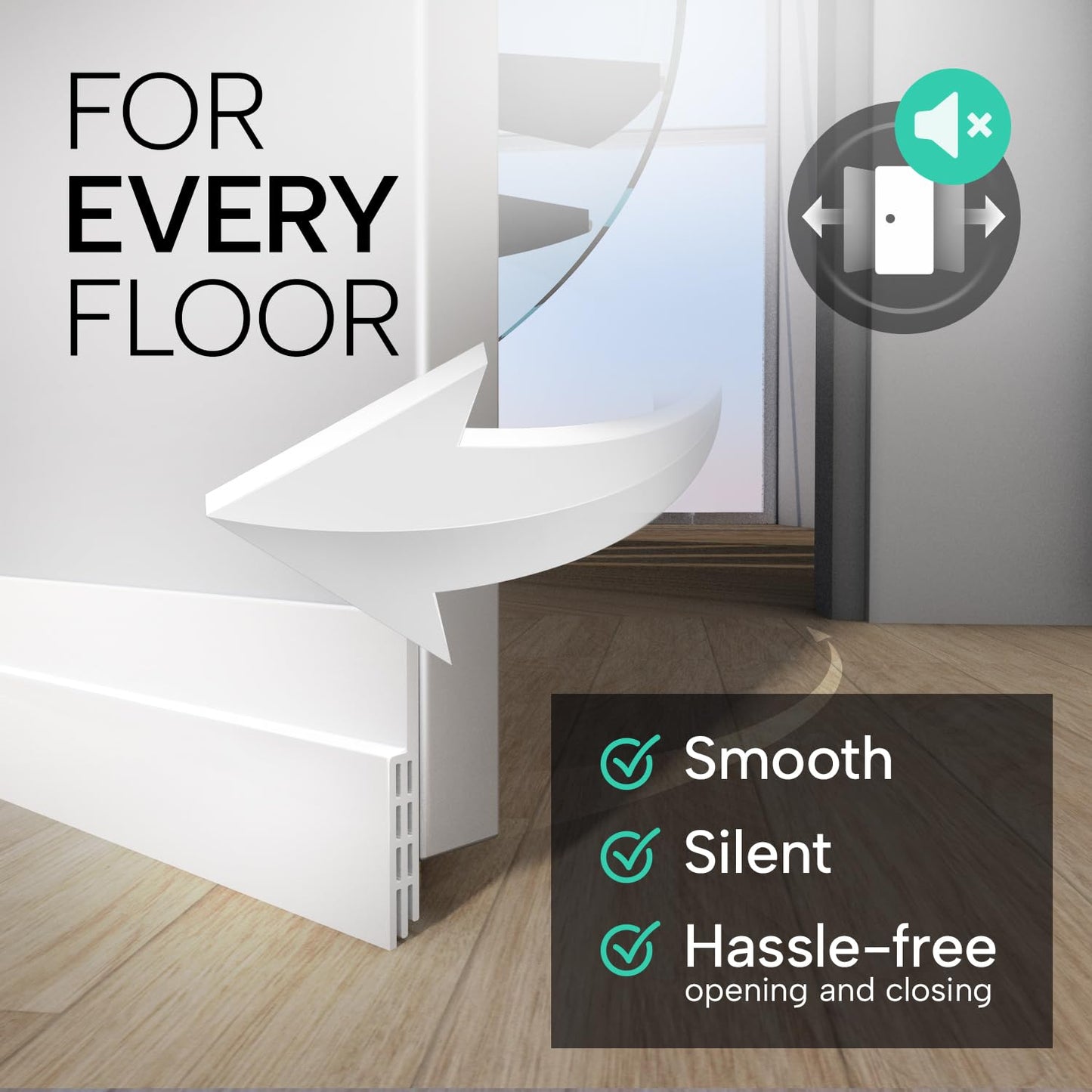 Vellure® Door Draft stoppers for Bottom of Door - New Premium Door Sweep/Door Seal Strip (Save Energy – installs Quickly and Easily) Door Weather Stripping, Ideal for Keeping Out Cold (5x39 White)