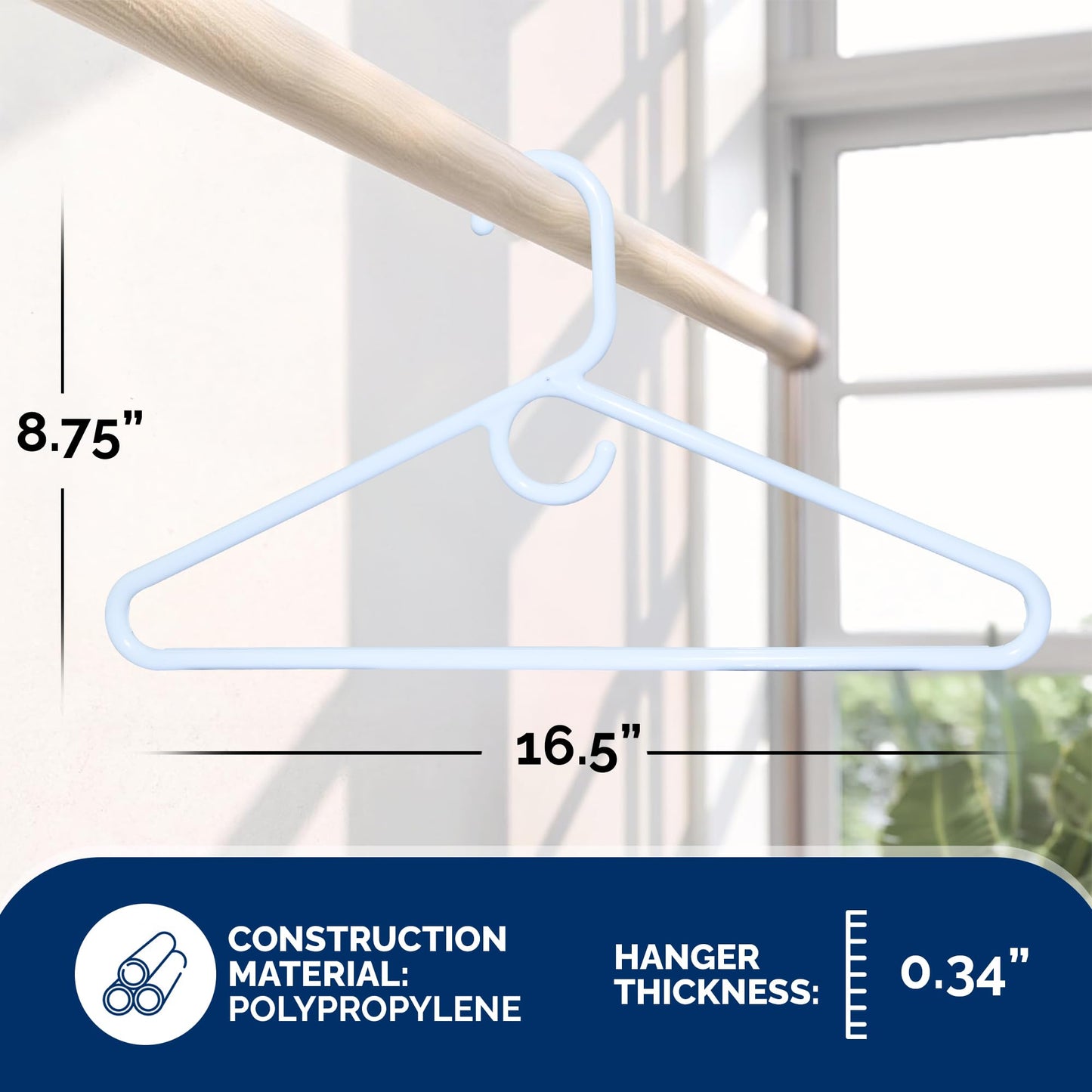 Ultra Heavy Duty Plastic Hangers, Made in USA, White Heavy Weight Hanger, Strong Plastic Hanger for Jackets, Pants, and Shirts, 28 Pack