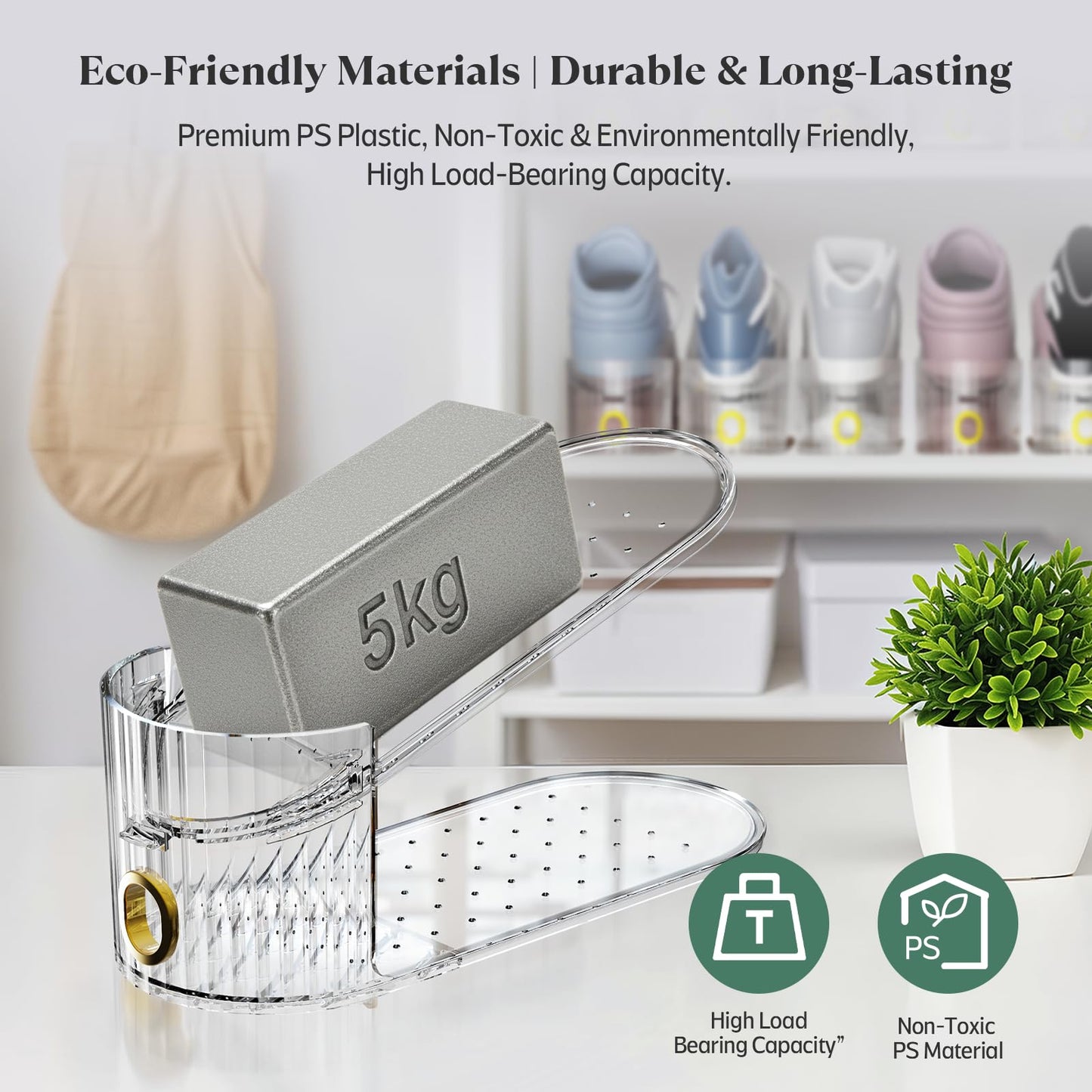 SummerVines Clear 20 Pack Shoe Slot Organizer, Shoe Stacker Organizer Holders for A Pair of Shoes, Adjustable Thickening Double Layer 50% Shoe Space Saver Rack Storage for Closet (clear, 20 pack)