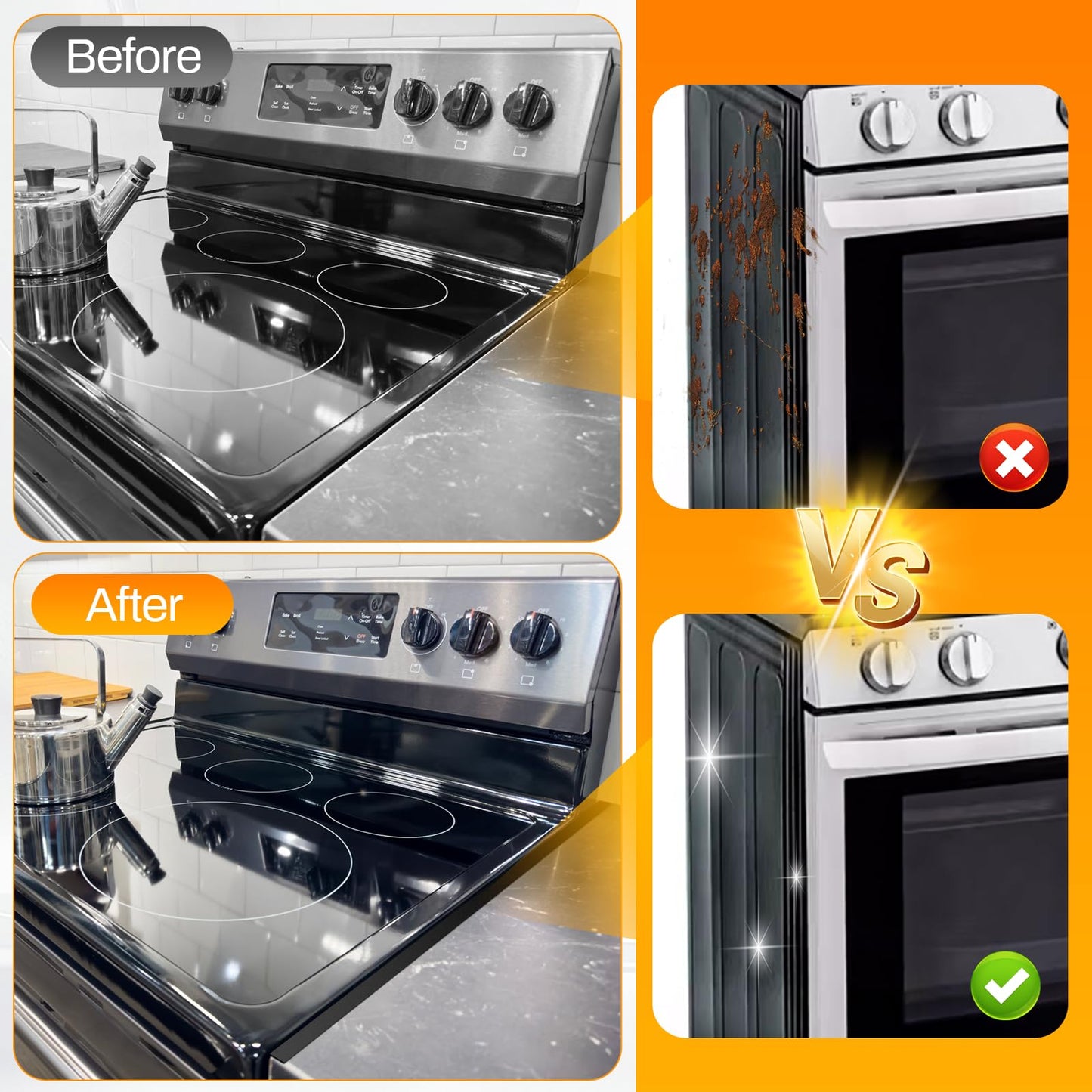 ItsNio 2Pack Upgrade 316 Stainless Steel Stove Gap Covers - Length 23.4" Width 0.78", Stove Gap Filler, Oven Gap Filler, Oven Side Gap Filler, Range Trim Kit, Heat Resistant and Easy to Clean, (Black)