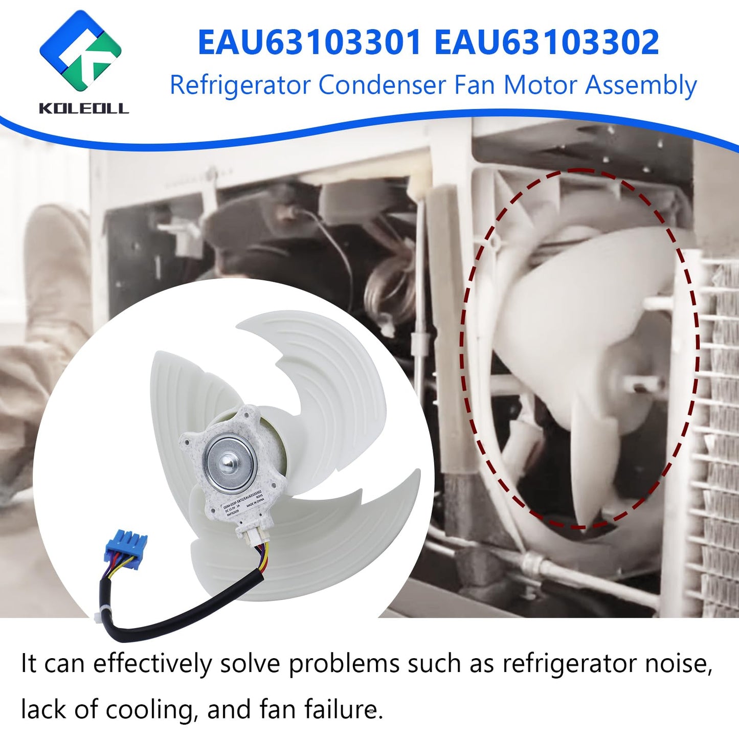 EAU63103301 EAU63103302 Refrigerator Condenser Fan Motor Assembly Fits for LG Replaces 4509126 AP6235485 PS12080244 EAP12080244