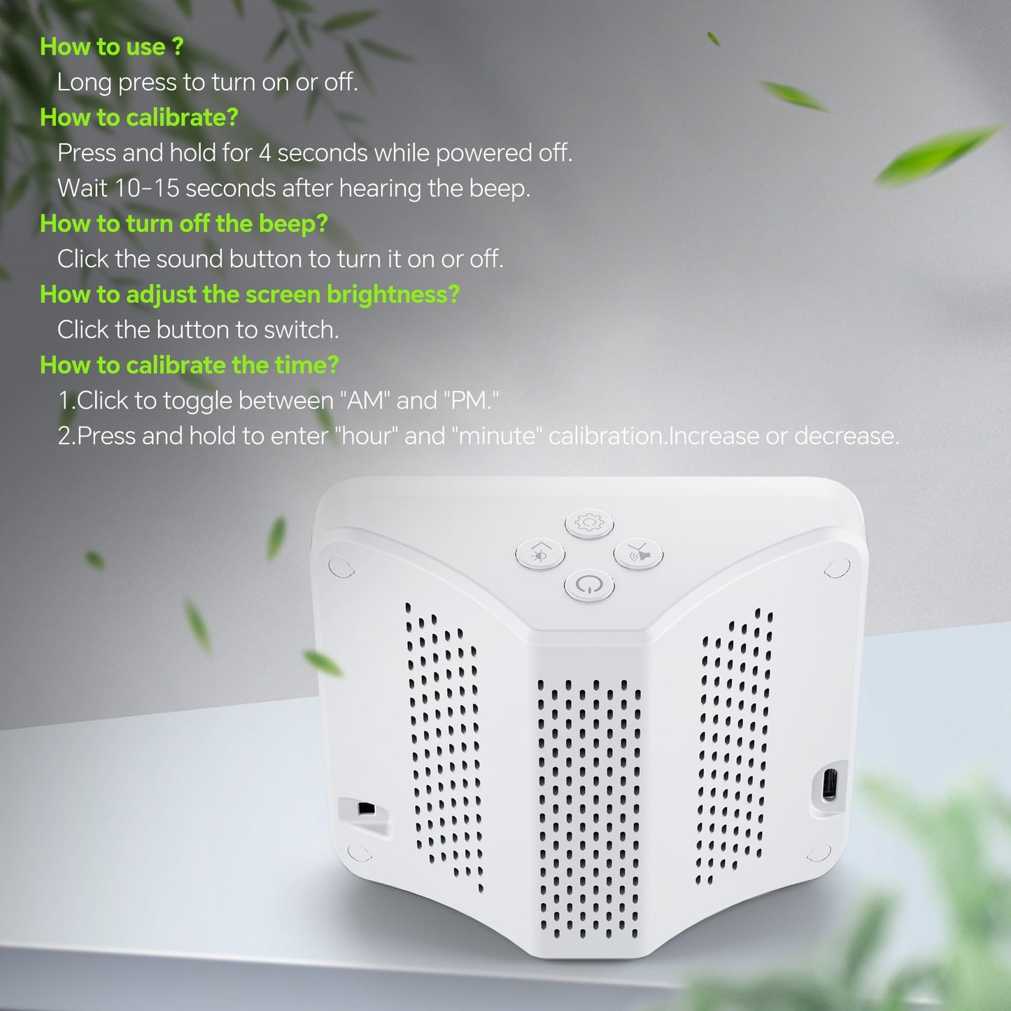 16 in 1 Air Quality Monitor Indoor with 7AQI & Alerts, Air Quality Meter for CO2, TVOC, PM1.0 PM2.5 PM10, HCHO, Temperature Humidity | AQI & Time | Air Detector for Home Office (White)