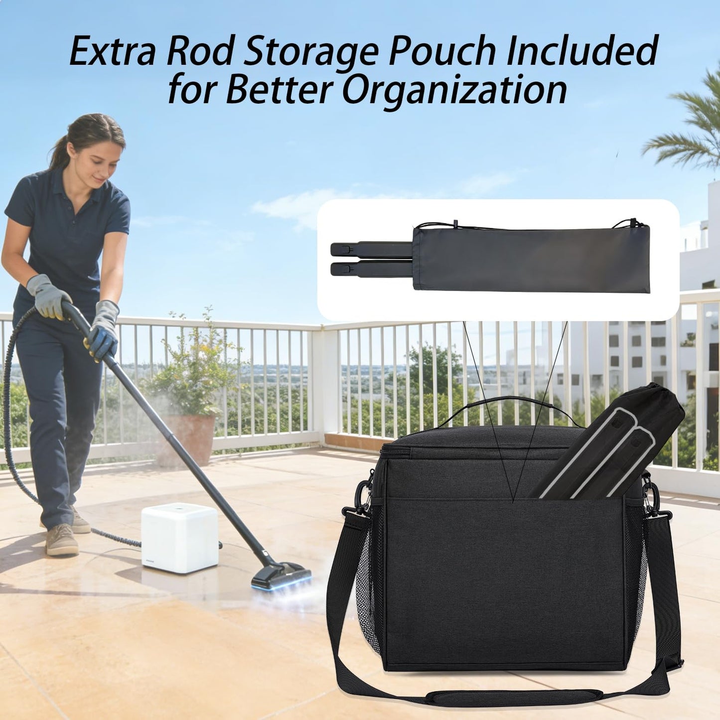 CYUREAY Steam Cleaner Storage Bag Compatible with Dupray Neat & Neat Plus Steam Cleaners, Carrying Case with Pockets for steam Cleaner Accessories, Organizer for Home Cleaning Supplies