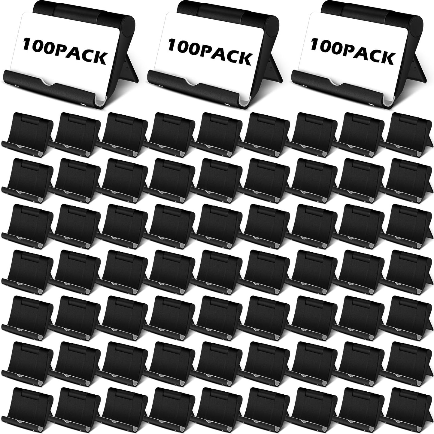 Copkim 100 Pieces Business Card Holder Display Bulk Black Plastic Stand Name Holder Stand Organizer for Desk Office Supplies, Fits 50 Cards