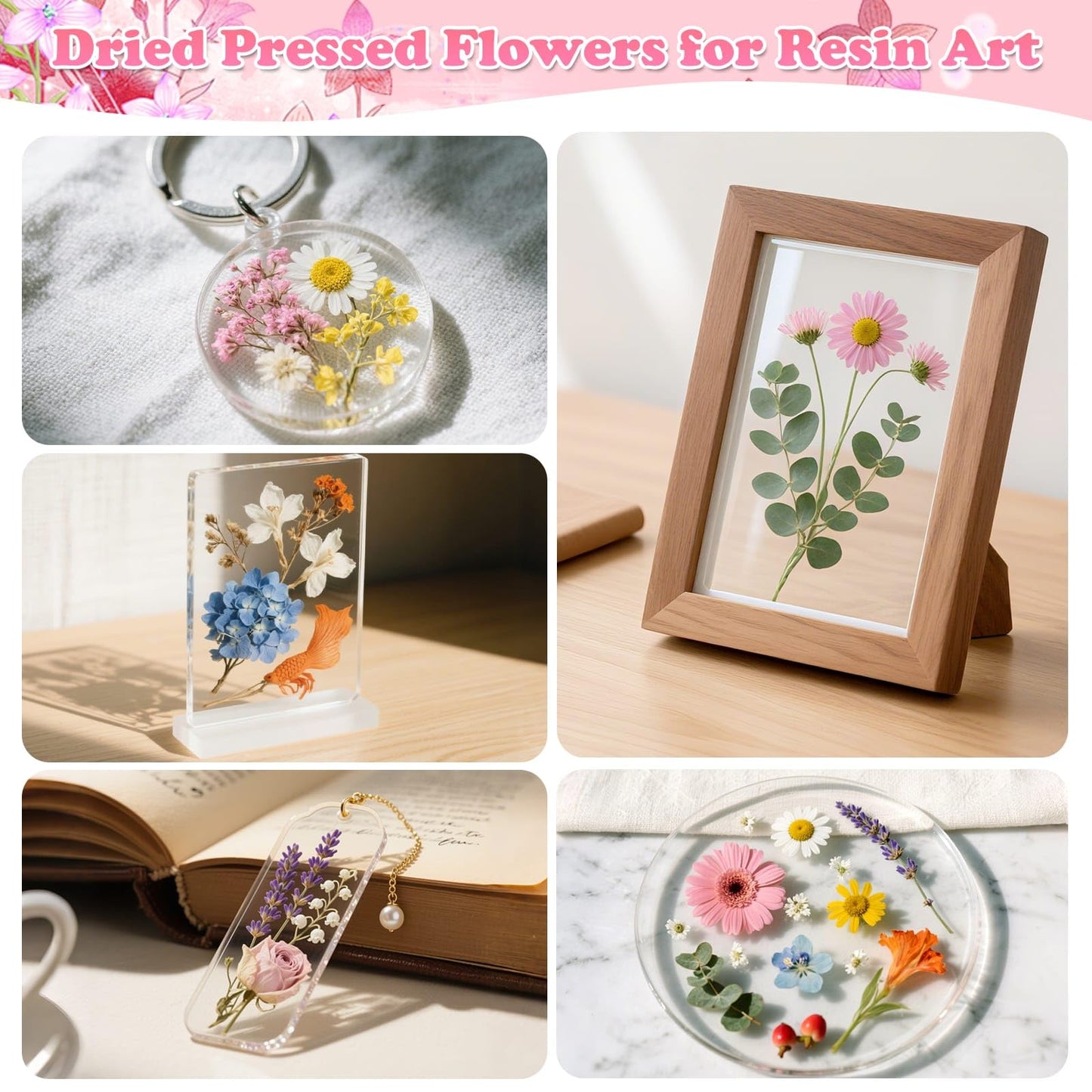 630 Pcs Dried Pressed Flowers with Butterfly Stickers for Crafts, Real Pressed Wildflowers Dry Leaves Bulk with Tweezer for Resin Jewelry Molds Candle Soap Making Scrapbook Bookmark Nails Decor