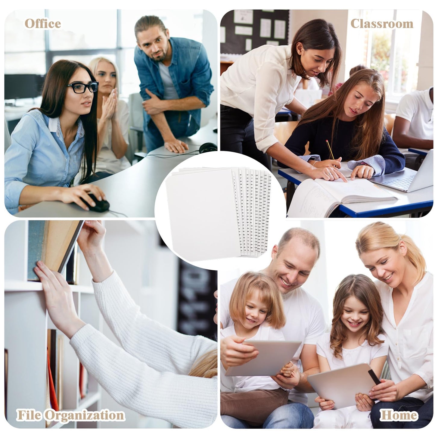 Yeaqee 1-200 Numbered Tab Dividers Un-Punched Letter Size 8.5 x 11 Inch Paper Page White Binder Index Dividers for Office Documents Files (White,1 Set)