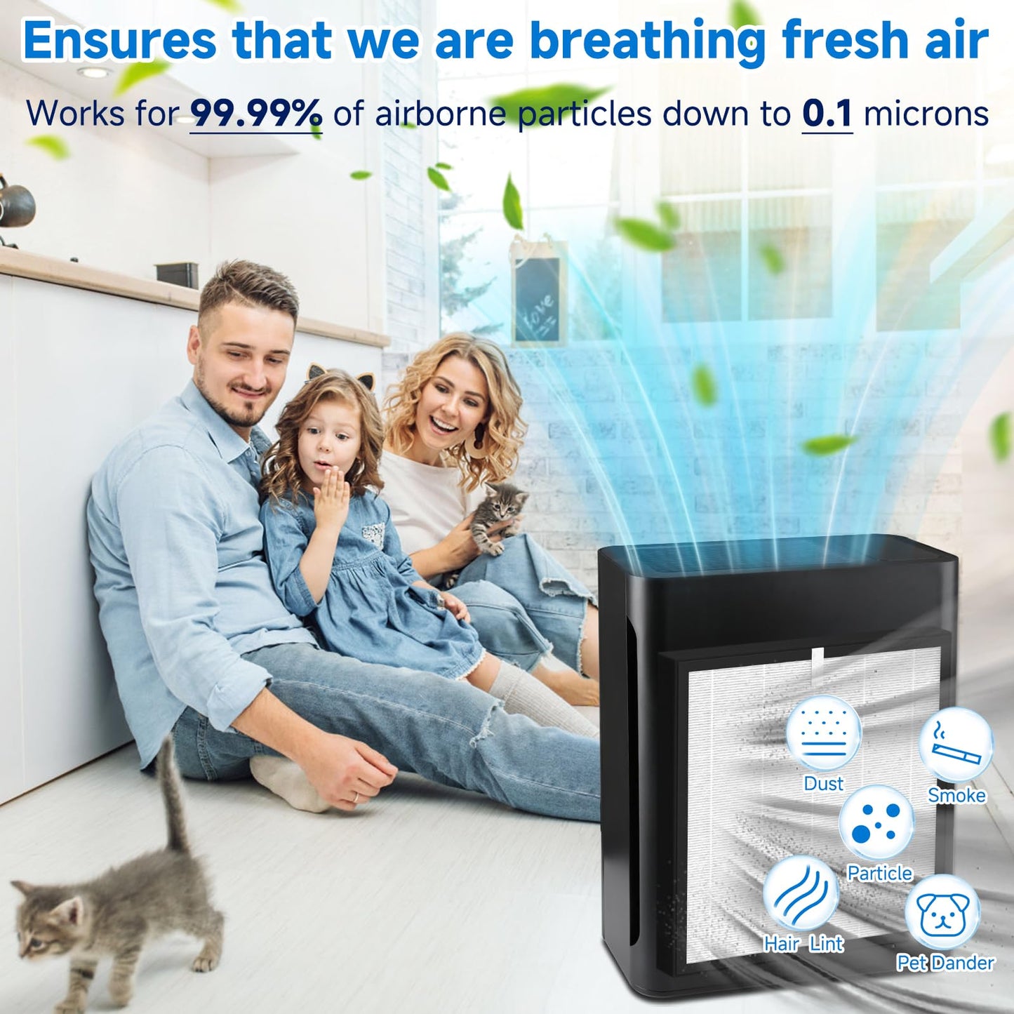 Sinnya TZ-K2 True HEPA Replacement Filter Compatible with ToLife TZ-K2, 3-in-1 H13 Activated Carbon TZ-K2-A Filter, 4 Pack