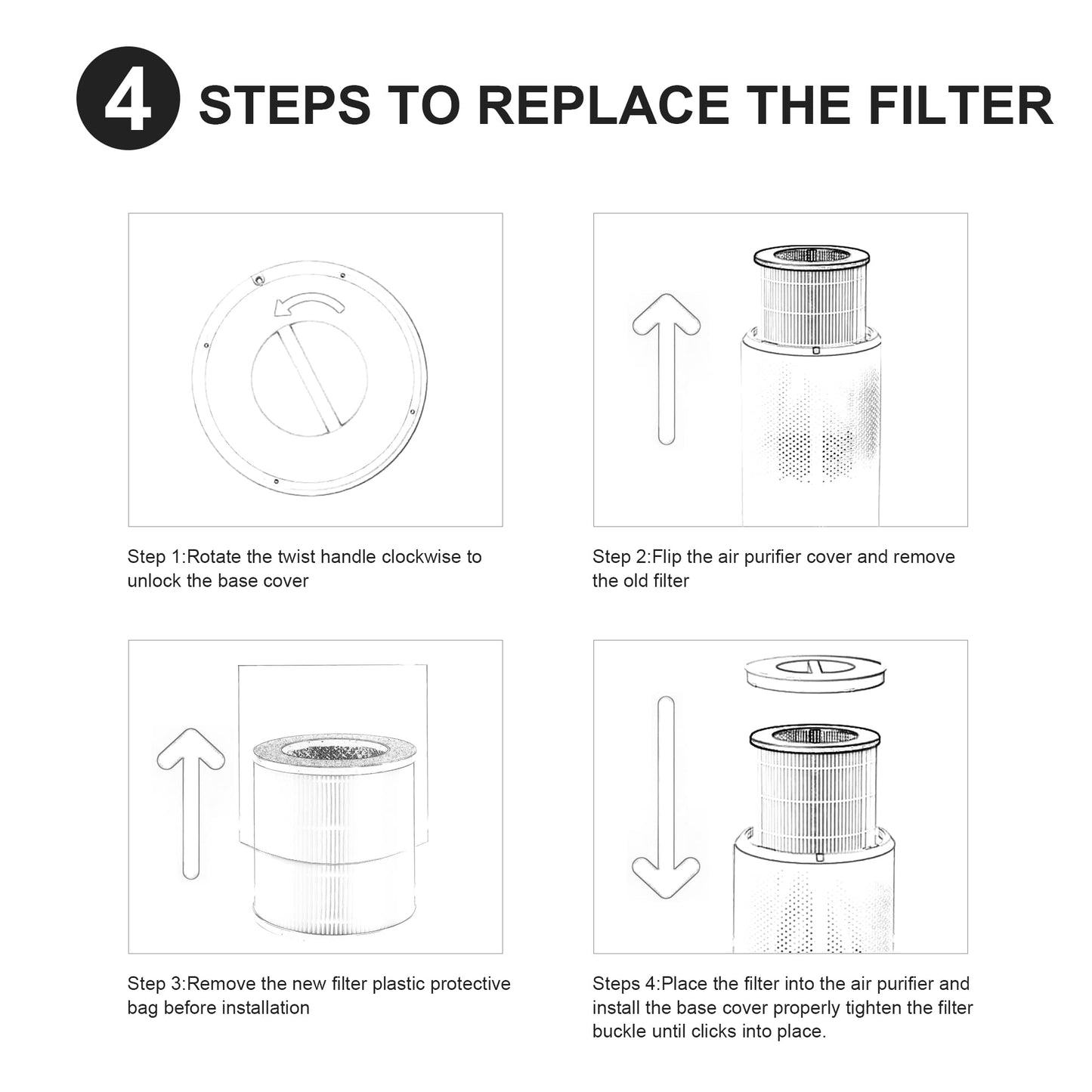 2 Packs A2 Premium Replacement Filter for Vewior A2 ClearAir-A2, Ameifu GDAP1W / GDAP1USW / Vi-GDAP1USW and Tailulu HQZZ-160 Air Cleaner Purifier