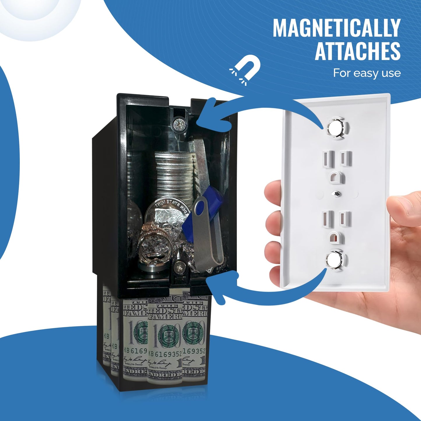 Wall Outlet Safe and Electrical Outlet Hidden Wall Safe, Hide in Plain Sight Key Money Jewelry Storage Cash Holder Safe Box (2)
