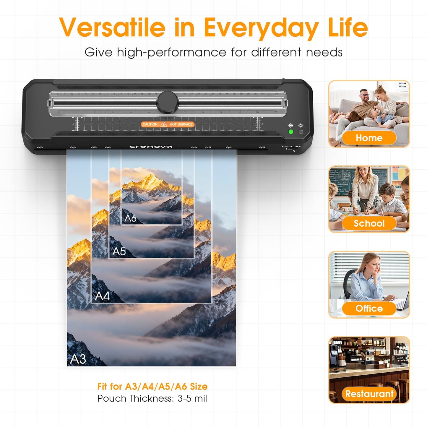 Crenova Laminator Machine with 12 Laminating Sheets, A3 Laminating Machine Hot & Cold with Trimmer Corner Rounder, Fast Warm Technology, 13-Inch Laminator for Home Office School Business (A3-12PCS)