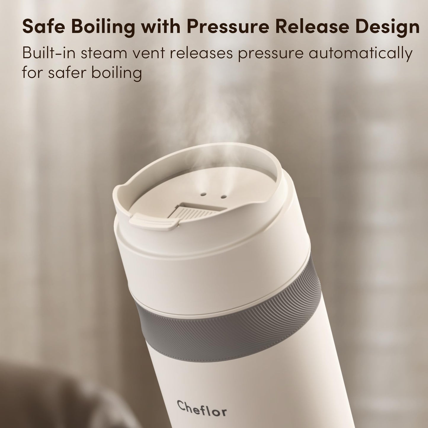 Cheflor Travel Kettle 450ml,Portable Electric Water Boiler with Direct Sip Spout,4 Temp Control LED Display for Tea Coffee Baby Formula, Stainless Steel Fast Boil Kettle for Hotel Dorm,BPA-Free