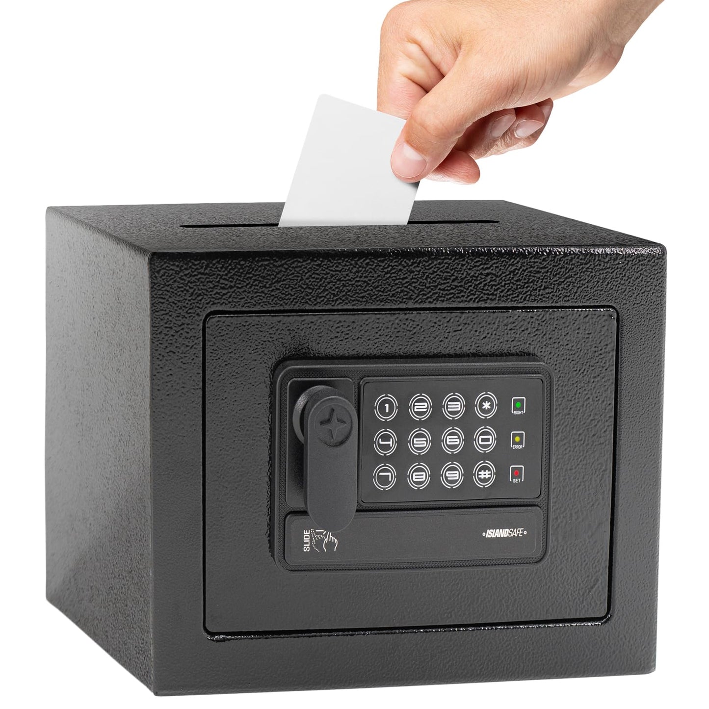 Mini Personal Electronic Safe Box - Small Security Box with Digital Keypad & Manual Override Keys, 0.2 Cubic Feet Steel Deposit Box for Kids, Home, Office, Hotel, Jewelry & Cash (Black)