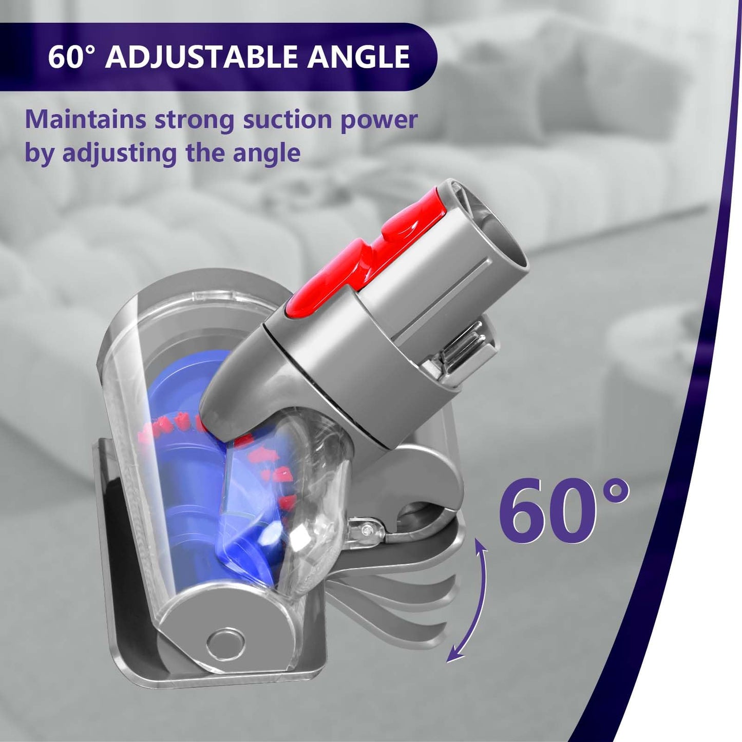 OTTWL Mini Motorized Brush Head Compatible with Dyson V7 V8 V10 V11 V15 Vacuum Cleaners - Pet Hair Removal Vacuum Attachment - Hair Screw Tool for Carpeted Stairs, Couch/Sofa Cushions, Car Carpet