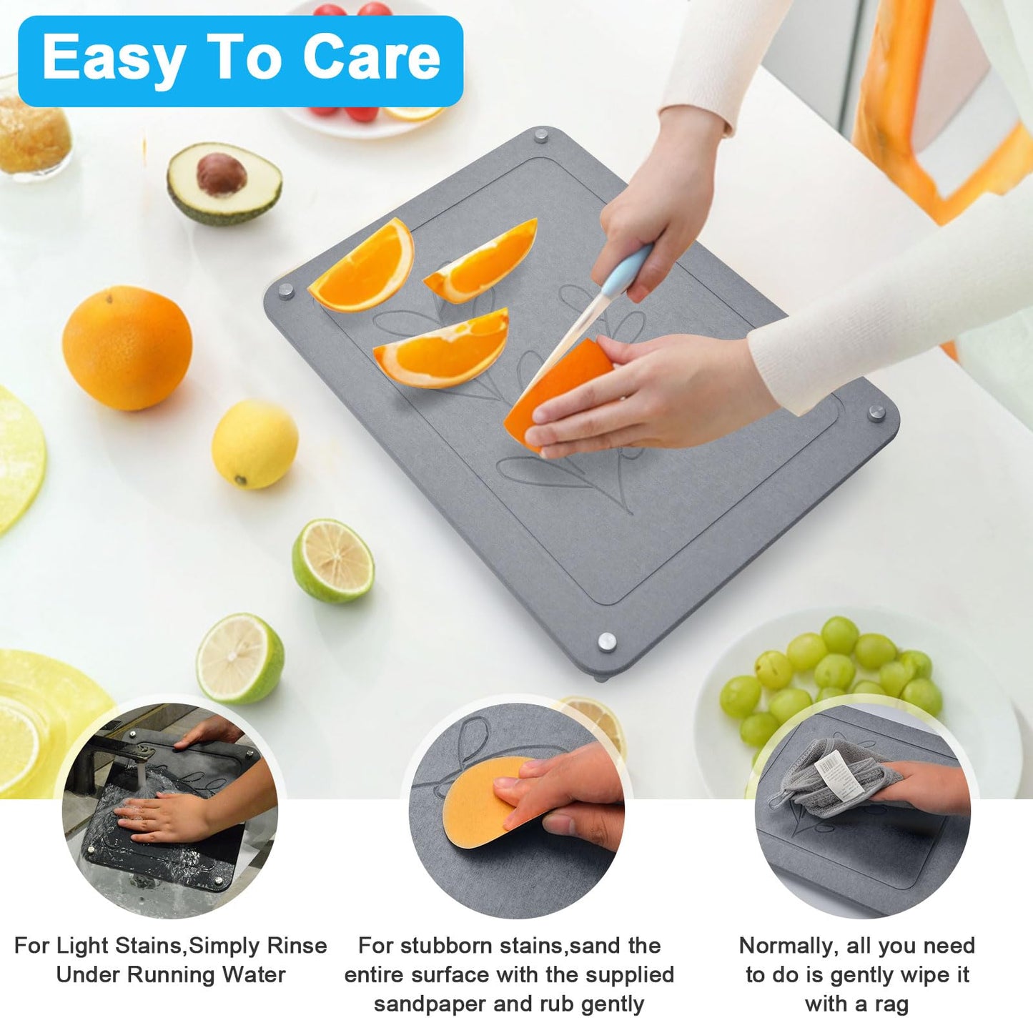 3Pcs Nesting Stone Drying Mat for Kitchen Counter, Quick Drying Dish Drying Mat with Non-Slip Feet, Super Absorbent Heat Resistant Diatomaceous Earth Dish Drying Mat for Dishes, Bottles, Cups-Leaf