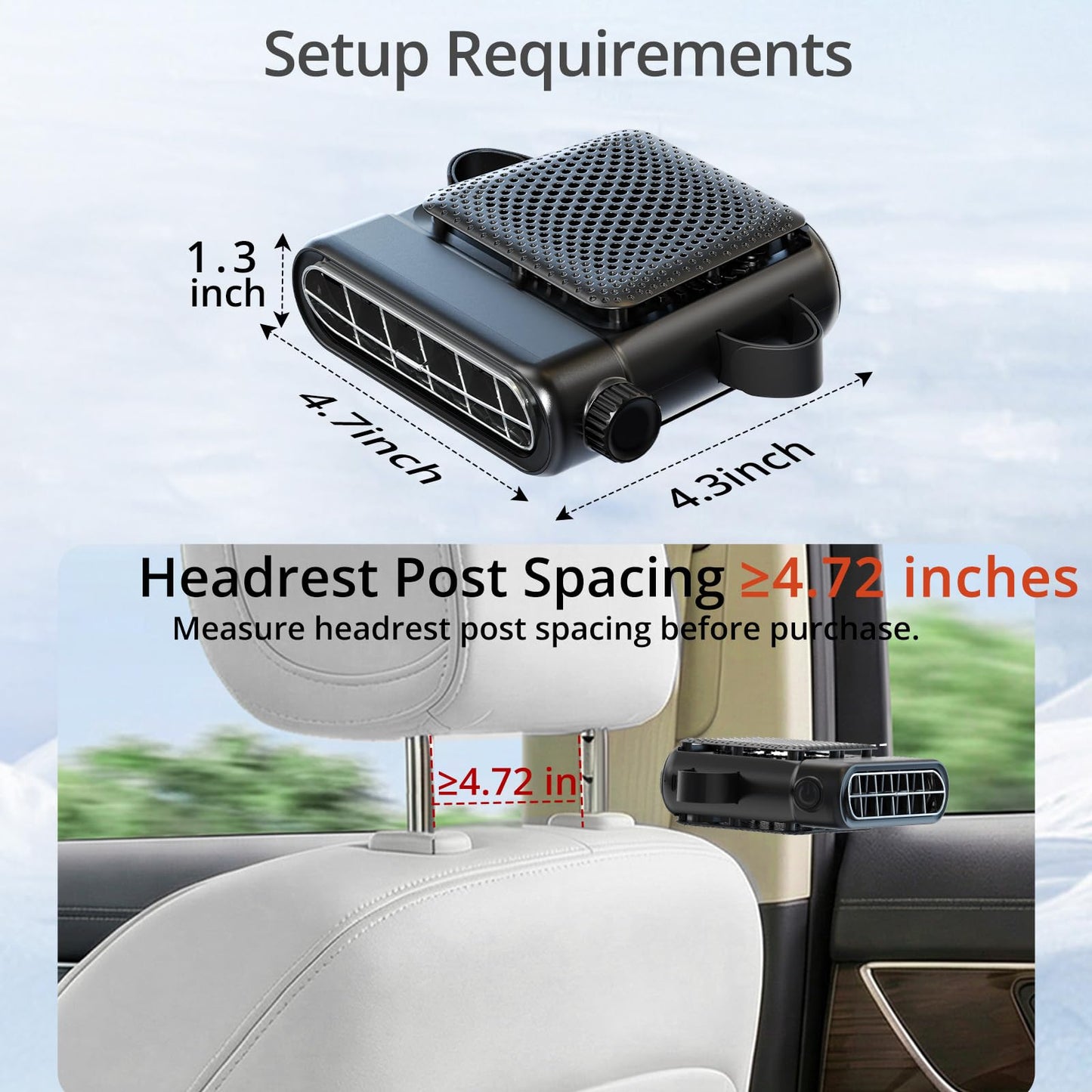 Bicboz Car Seat Fan with Seatback Cooling Airflow for Driver & Back Seat Passengers, 3-speed Quiet USB Backseat Fan for Baby Rear Facing, Headrest Carseat Fan for Infant, Kids & Dogs