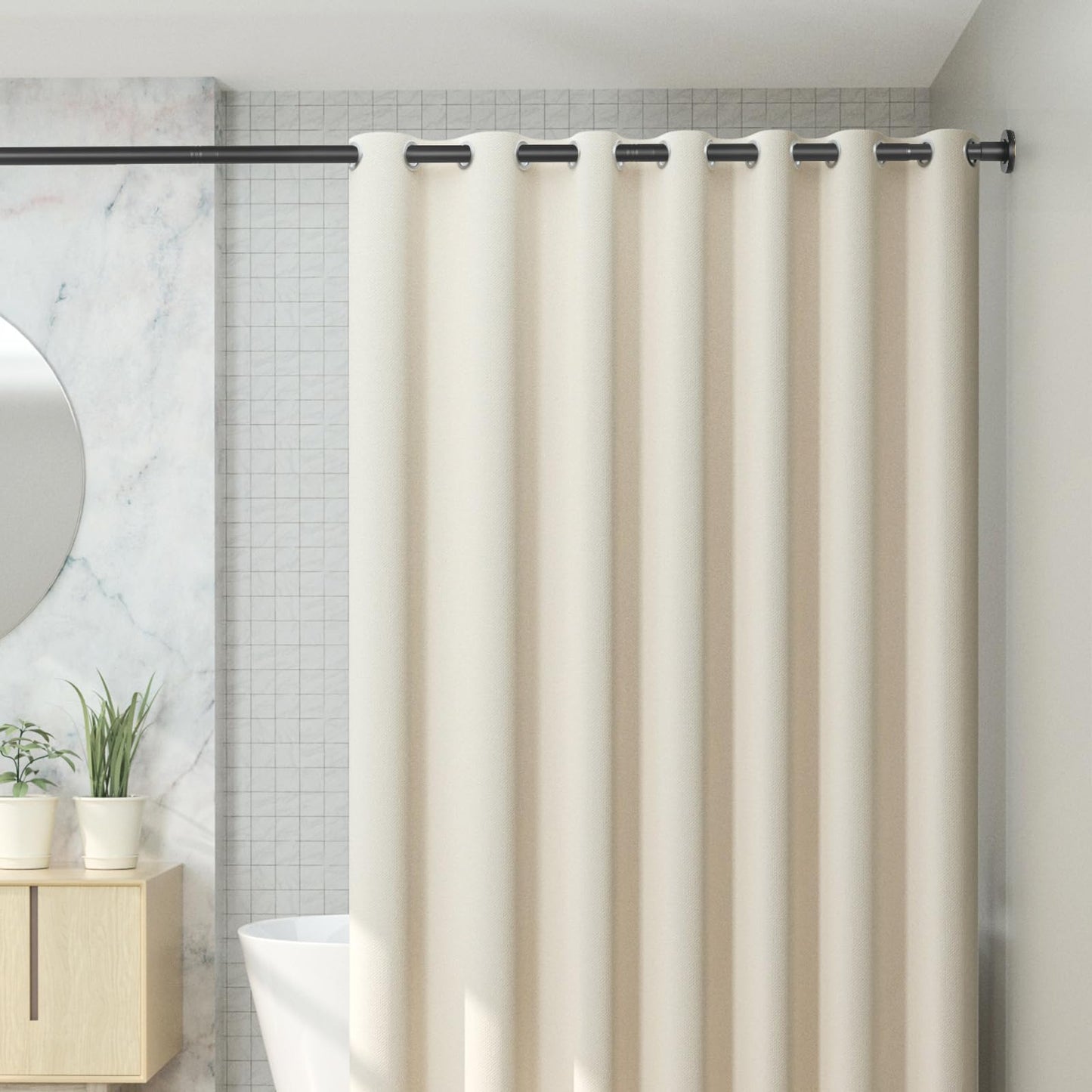 CorkLatta 2 Pack Black Shower Curtain Rod 31 to 80 Inch,1 Inch Diameter Adjustable Spring Tension Stainless Steel Telescopic Rod,Easy Install,No Rust