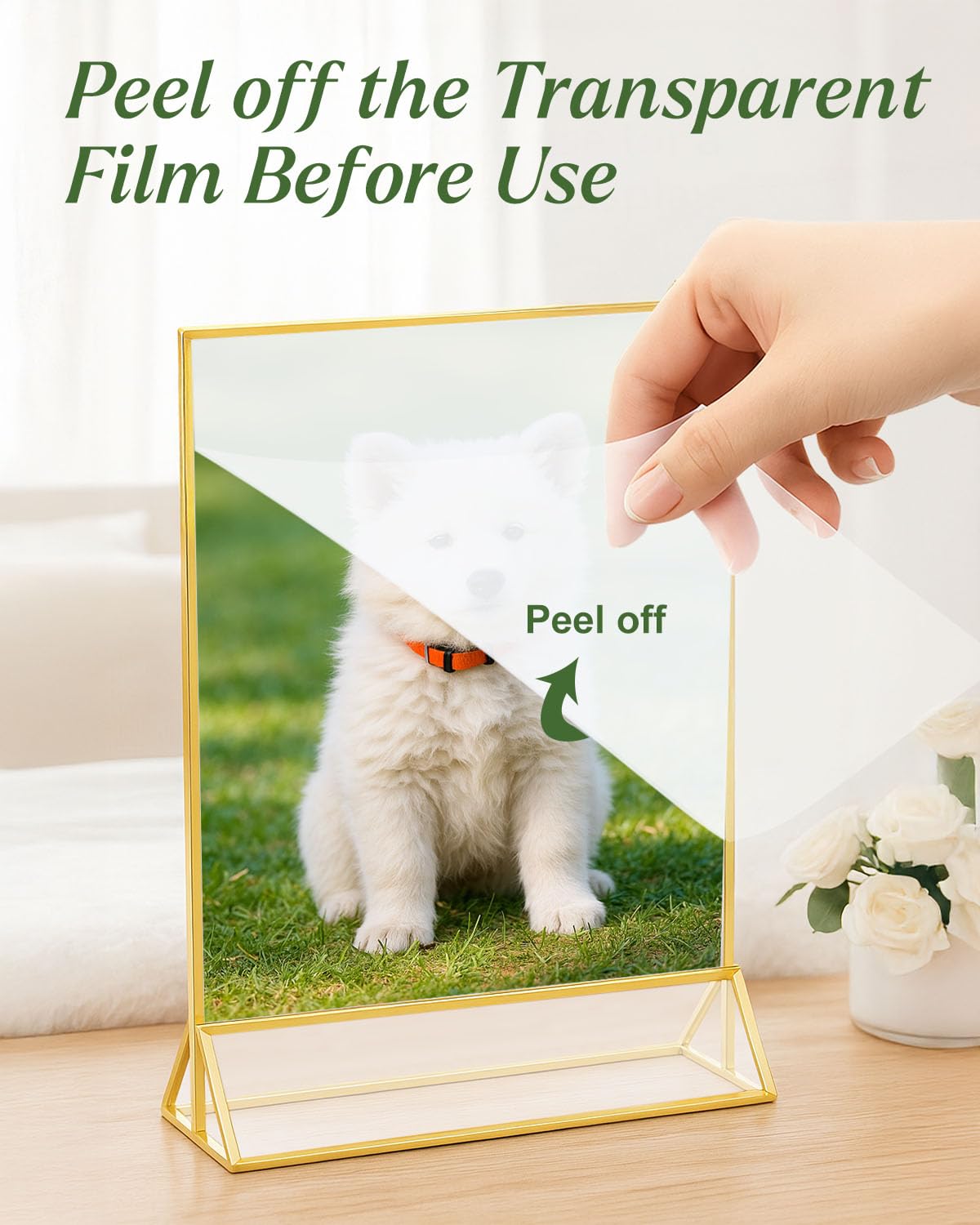 Alffun 24 Pack 5x7 Gold Acrylic Sign Holders, Double Sided Picture Frame Stands, Clear Table Menu Holder Display Stand for Wedding Table Numbers, Restaurant Signs, Party, Office Photos