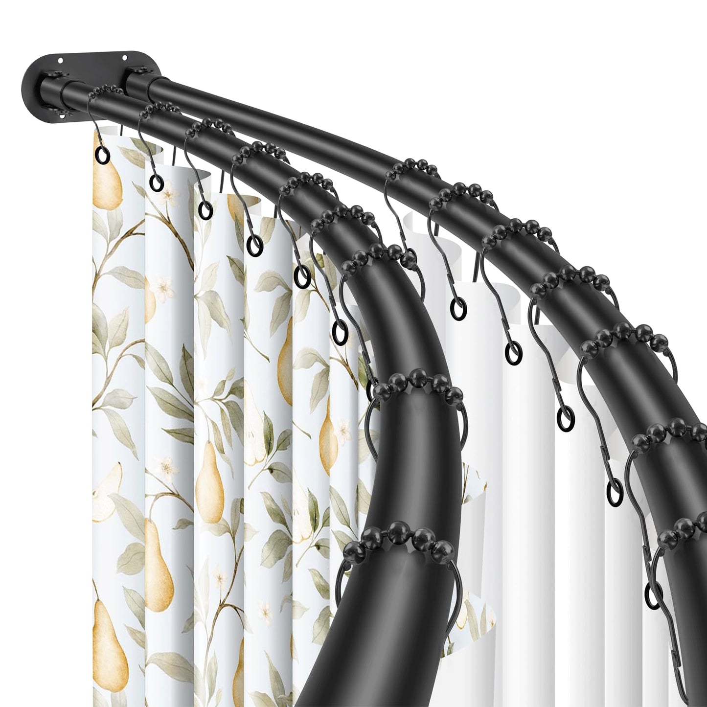 Anndason Double Curved Shower Curtain Rod 42 to 72 Inches Elegant Double Shower Curtain Rod Adjustable Wall Mounted Double Shower Curtain Pole for Bathroom (Black, 42 to 72")