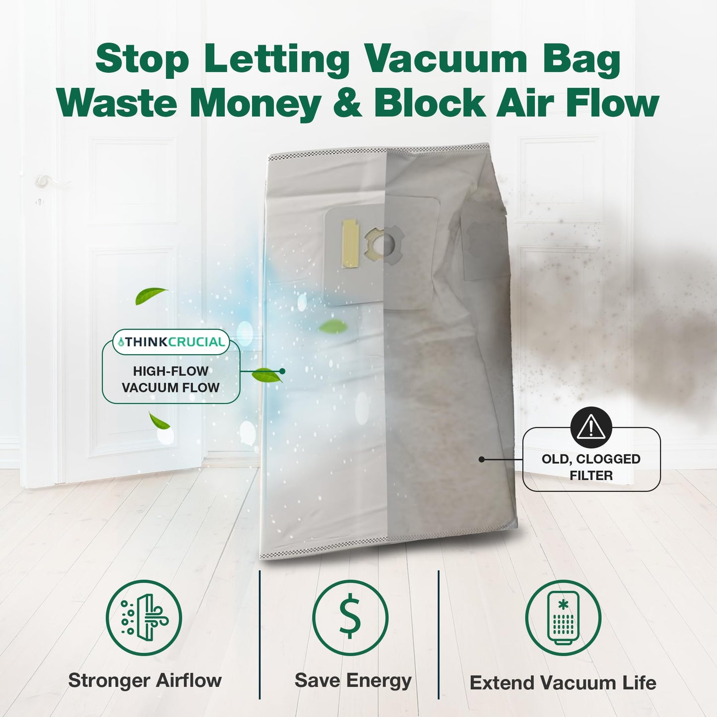 6 Valet & VacuMaid Vacuum Bags Compatible with AstroVac, Part # HPB2HPK & HPB2H, Fits Models: H1P, P70, SR36, SR38, SR52H, ATQ300, GV30, GV50, GV30PRO & GV50PRO - by Think Crucial (6 Pack)
