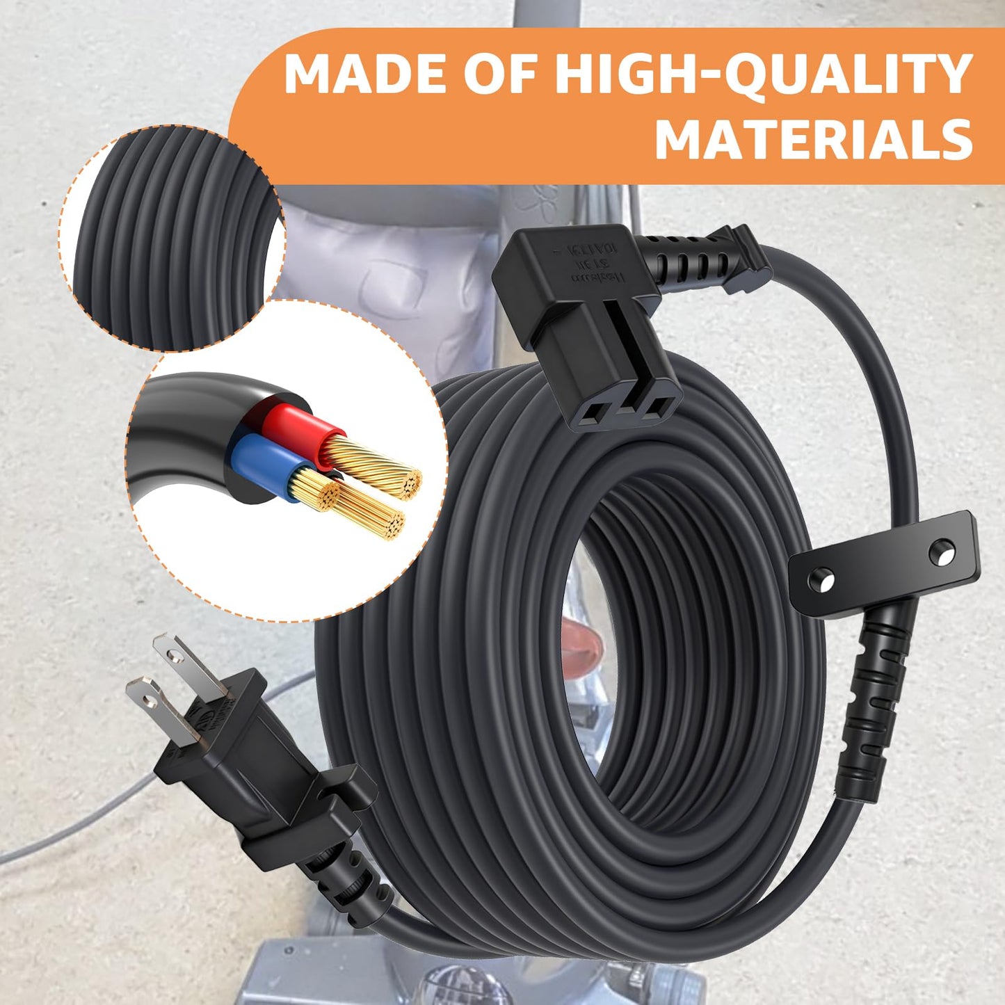 GUSUUI 192006 Power Cord for Kirby Sentria SE G10 G9 Vacuum Cleaner, 120 volt 2 Prong Vacuum Cleaner Cable, 32FT