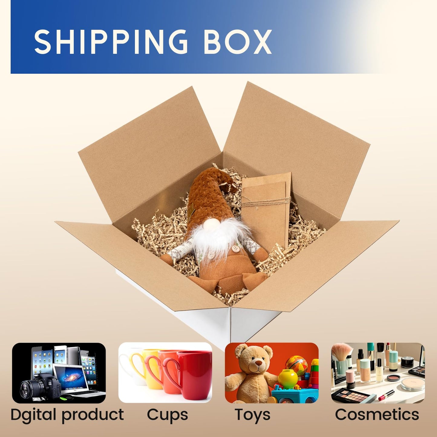Mefleet 12x12x5" Shipping Boxes 25 Pack - Corrugated Cardboard Square Mailing Box Packaging for Small Business - White Mailer Packing Supplies