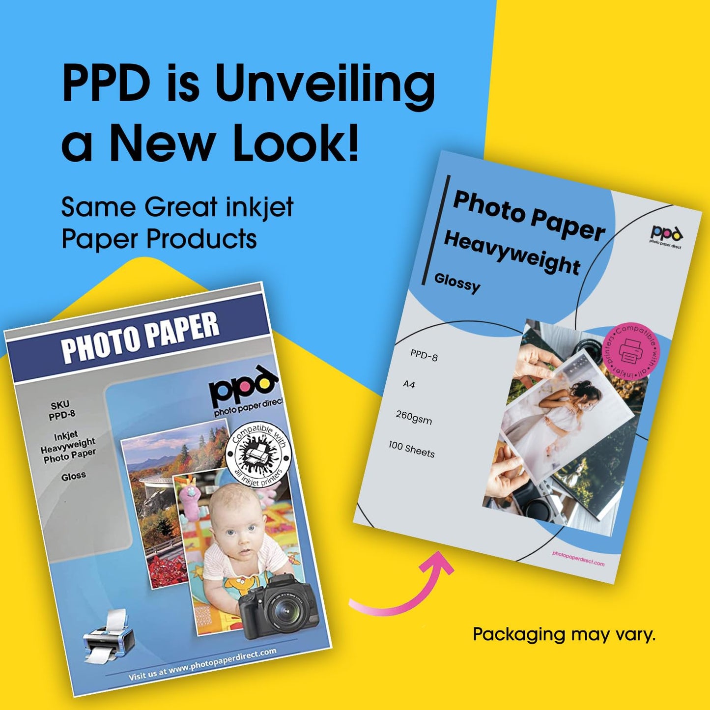 PPD 100 Sheets Inkjet High Gloss Photo Paper 8.5x11 64lbs 240gsm 10.9mil Letter Size Heavyweight Instant Dry and Water-Resistant (PPD-8-100)