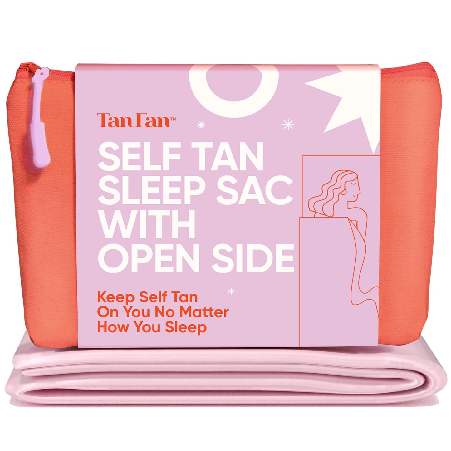 Tan Fan Self Tan Sleep Sack for Hot Sleepers – Open Side Design to Stop Fake Tanner Staining Sheets Overnight - Thicker Bottom Underlay - Breathable Lightweight Roomy - No Transfer Tuck in Sleep Sac