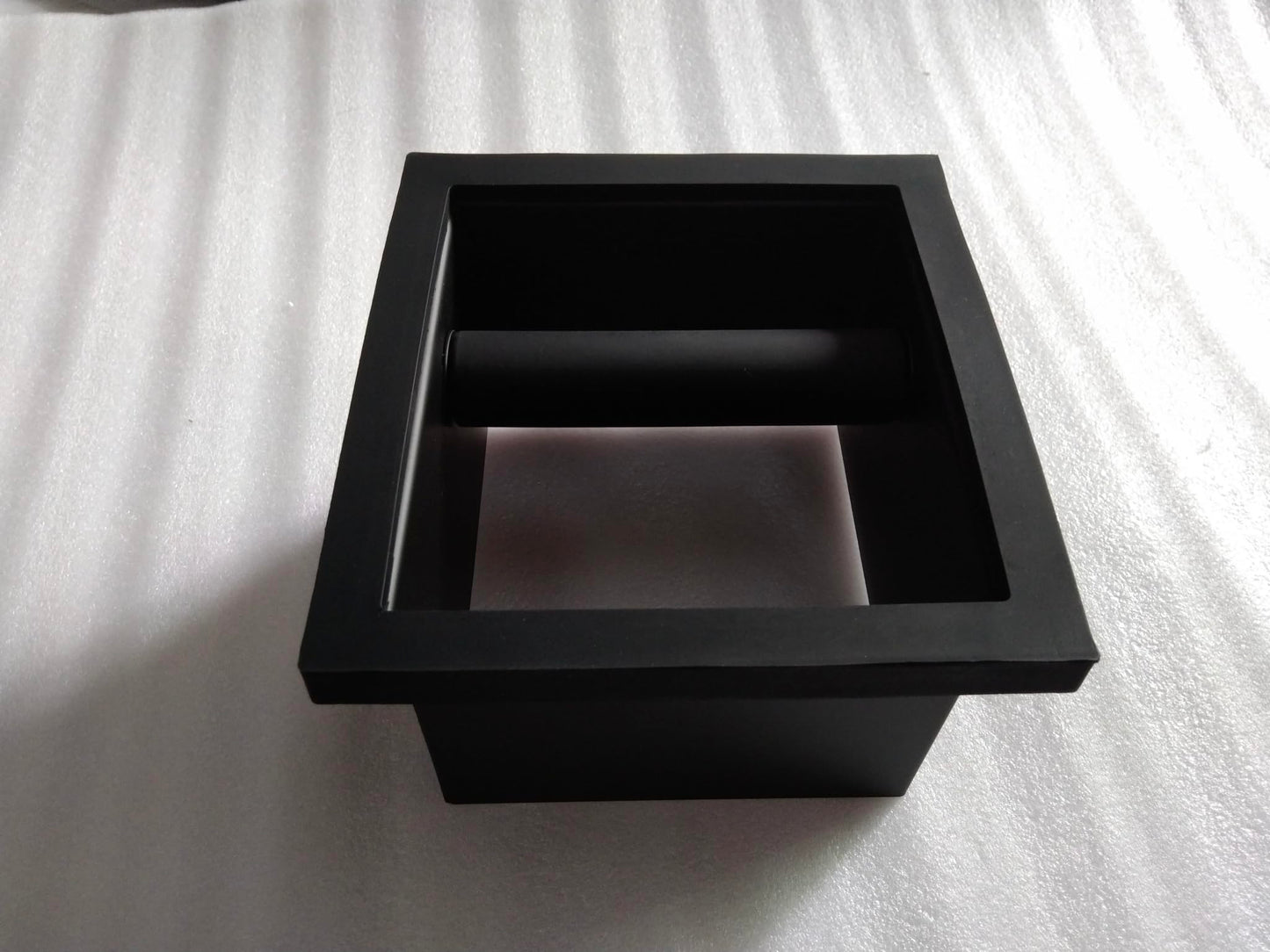DIBTSA Espresso Coffee Ground Knock Box Chute, Built-in Desktop Waste Bucket, Stainless Steel Bottomless Knocking Residue Box (Rectangle)