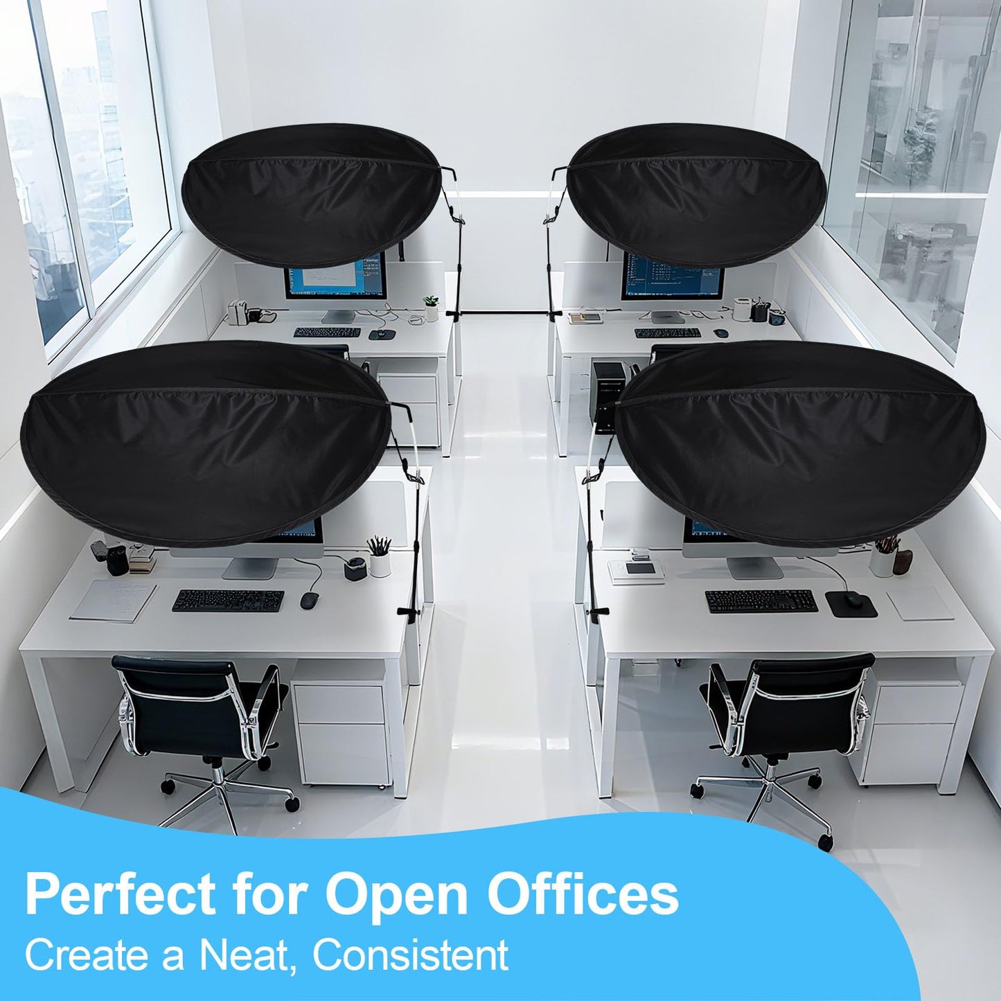 Adjustable Office Cubicle & Desk Shade – 43" Extra-Large Oval Design for Wider Coverage, Blocks Light and Distractions, Creates a Private and Comfortable Workspace