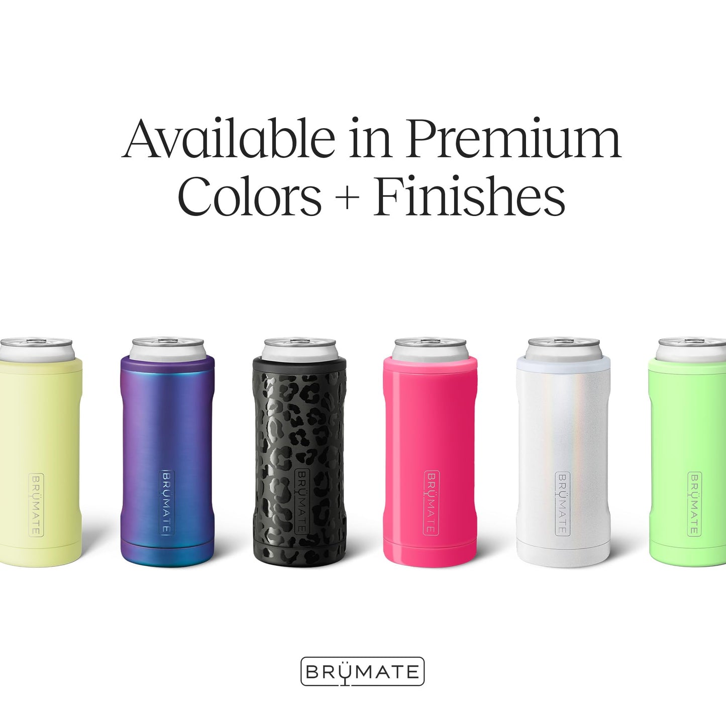 BrüMate Hopsulator Slim Can Cooler Insulated for 12oz Slim Cans | Skinny Can Insulated Stainless Steel Drink Holder for Hard Seltzer, Beer, Soda, and Energy Drinks (Onyx Leopard)