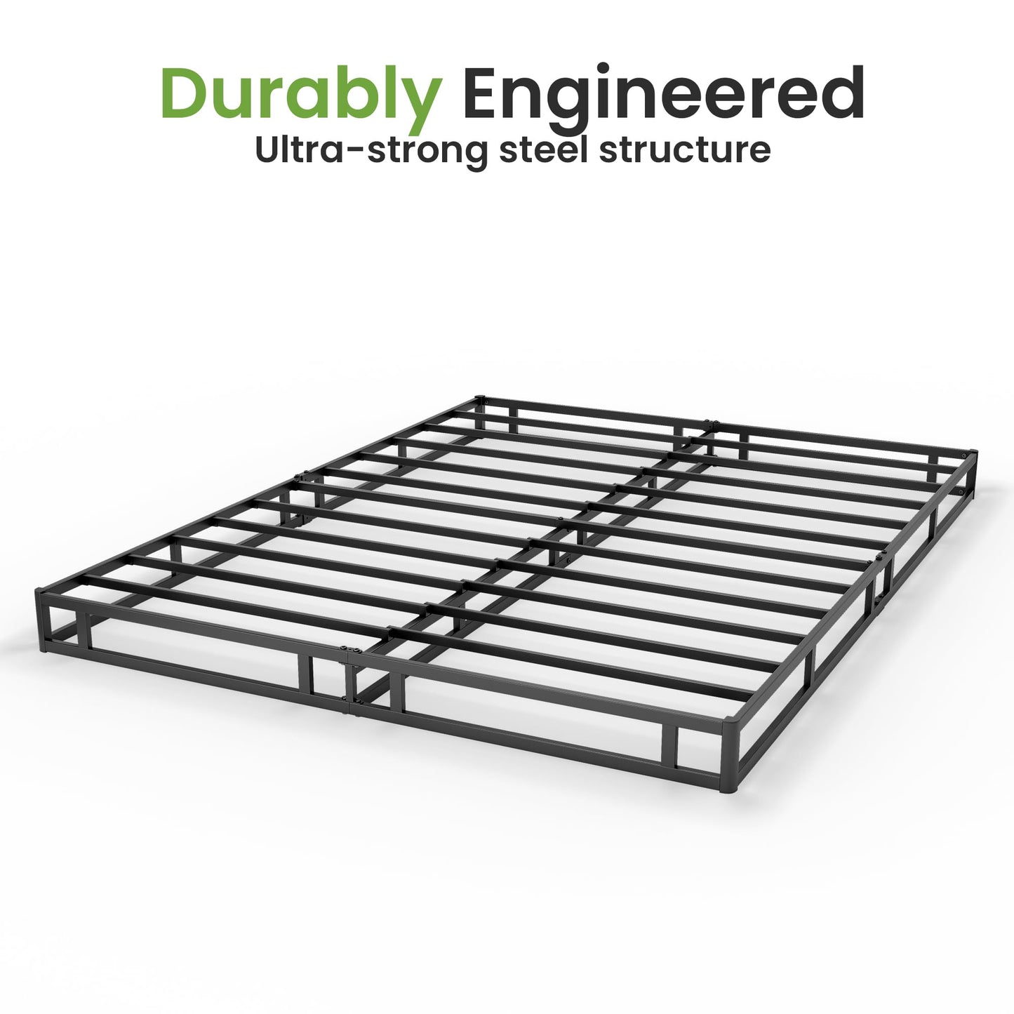 GRUSIGN 5 Inch Box Spring for Queen Bed, Quick Assembly Queen Size Metal Mattress Foundation with Fabric Cover, Strong Steel Frame, Heavy Duty, Low Profile Bed Frame Base Cama, Queen