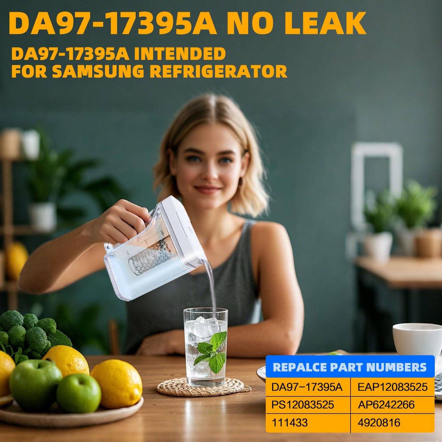 DA97-17395A RF23M8070SR Water Pitcher for Samsung Water Pitcher for Fridge Door Replacement for Samsung Refrigerator RF23M8570SR RF23M8590SG RF23M8090SR DA97-17395A Water Reservoir/Tank