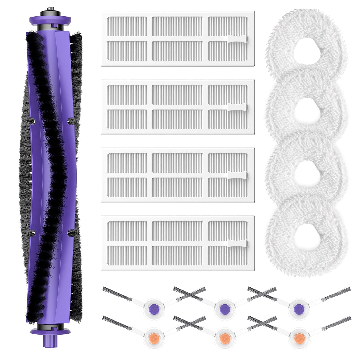 Replacement Parts Accessories Compatible with Narwal Freo Robot Vacuum ONLY, 1 Roller Brush,4 HEPA Filters, 4 Mop Pads, 6 Side Brushes, NOT for Freo Z10/Z10 Ultra/Z Ultra/X Ultra