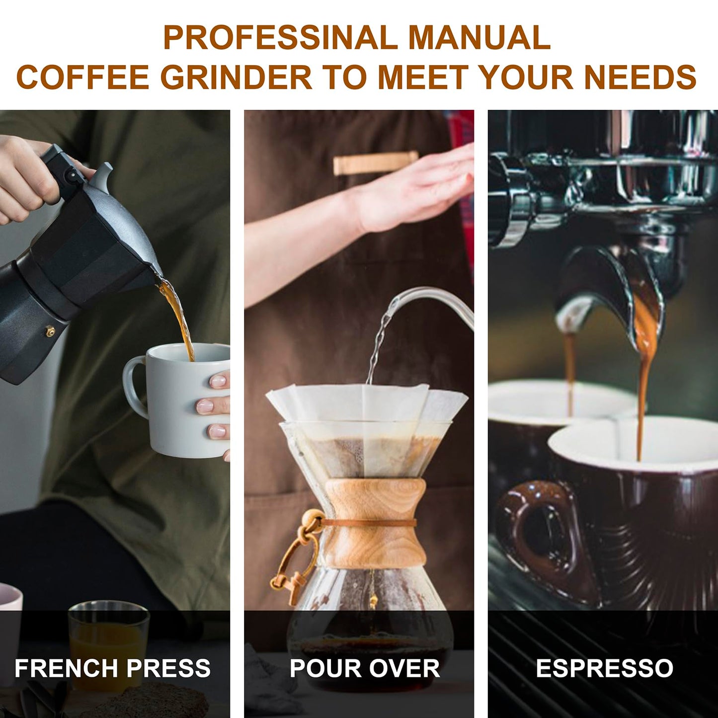 NewlukPro M6 Manual Coffee Grinder,Conical Hexagonal Burr & Double Bearings for Smooth Grinding,Designed for Espresso Pour Over French Press,25g Capacity,Compact & Portable,Gifts for Coffee Lovers