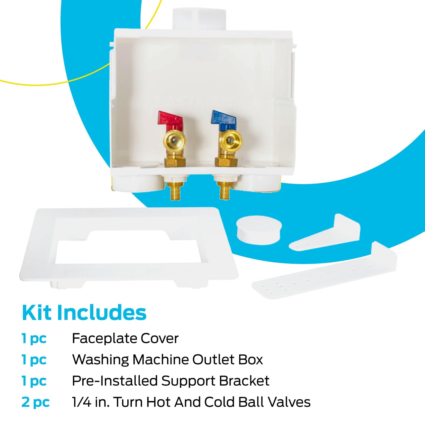 Eastman 1/2 Inch Crimp PEX Connection x 3/4 Inch MHT Washing Machine Outlet Box, Push to Connect Brass Plumbing Fittings, Double Drain, 60245