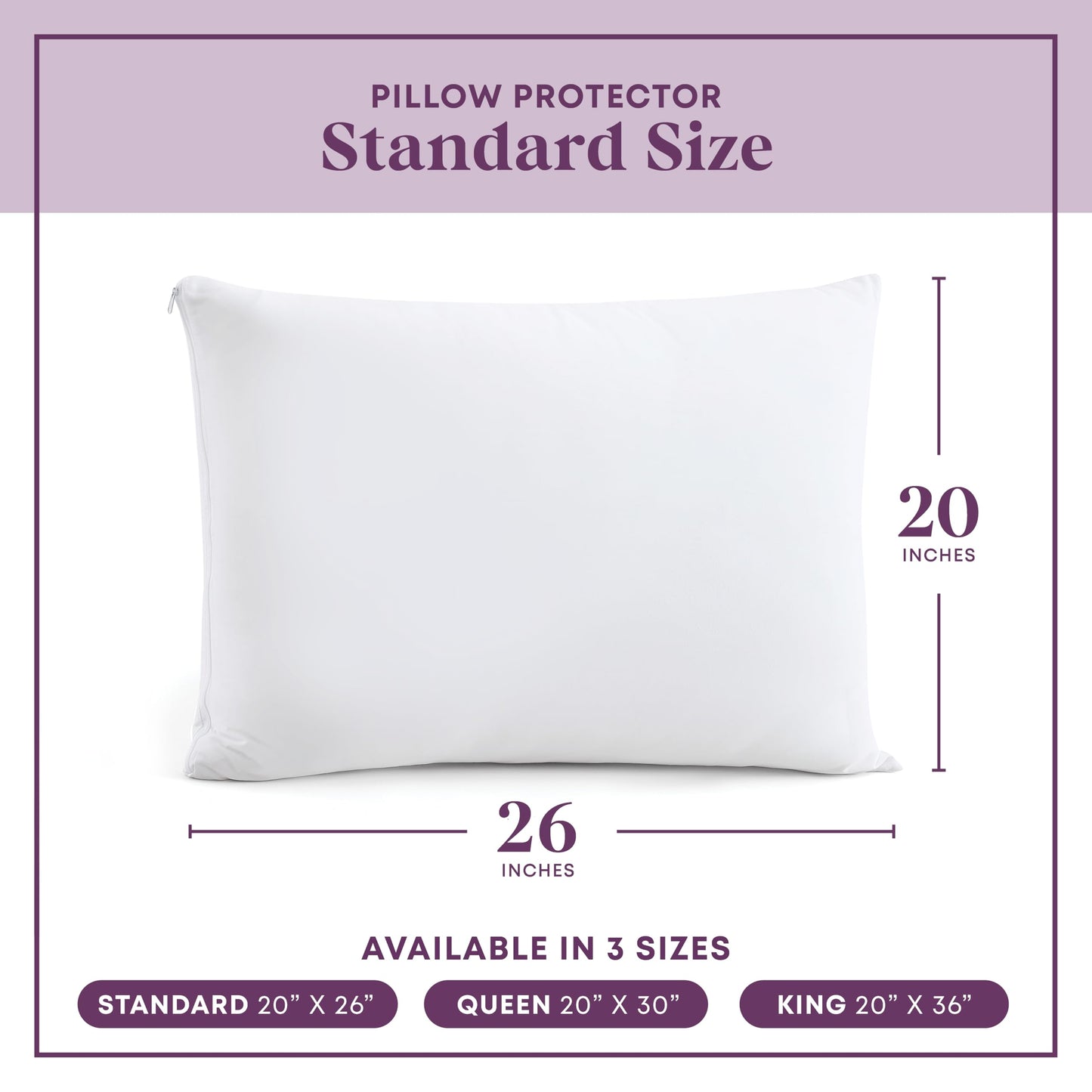 CirclesHome Pillow Protectors 4 Pack Standard Zippered - 100% Cotton Breathable Pillowcases - Protects Pillows from Dirt, Dust and Debri (Standard - Set of 4 - 20x26)