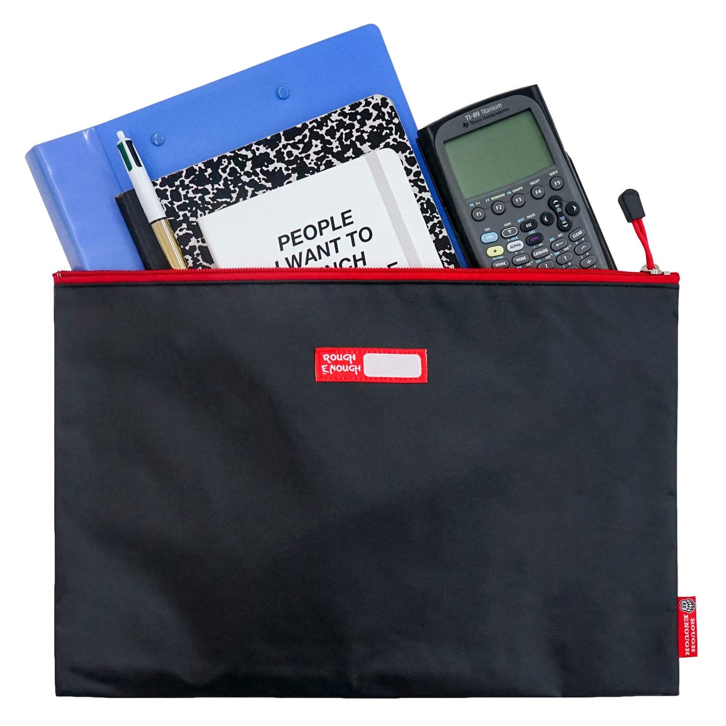 Rough Enough Important Document Storage Plastic File Folder Organizer Bag with Zipper 16 x 11 Inches Black Tarpaulin Water Repellent for Travel Office