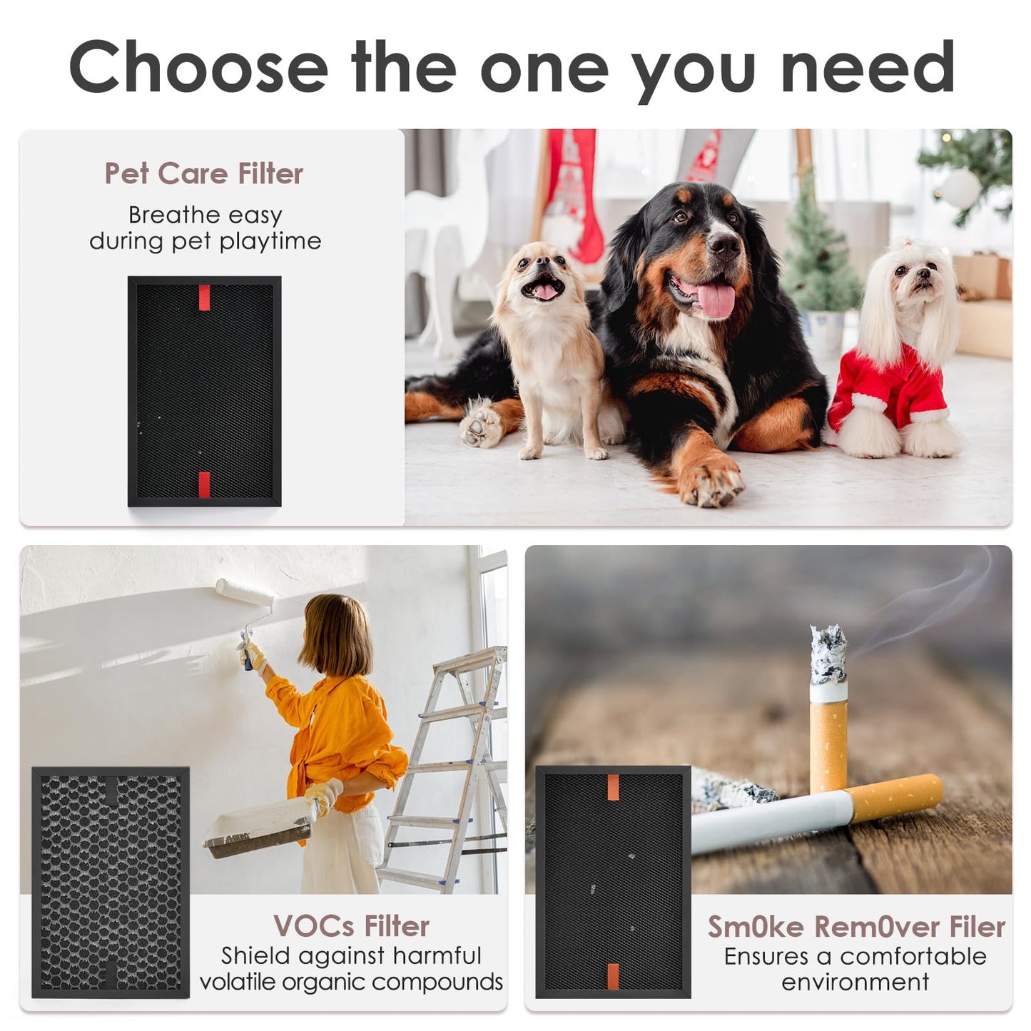 HSIAMEN HRFSS1 Smoke Filter S Compatible with Honeywell Air Purifier Filter S HPA3000 PowerPlus and HPA5000 Series Model HPA3100/3200/3300/5100/5200/5300, 3-Pack