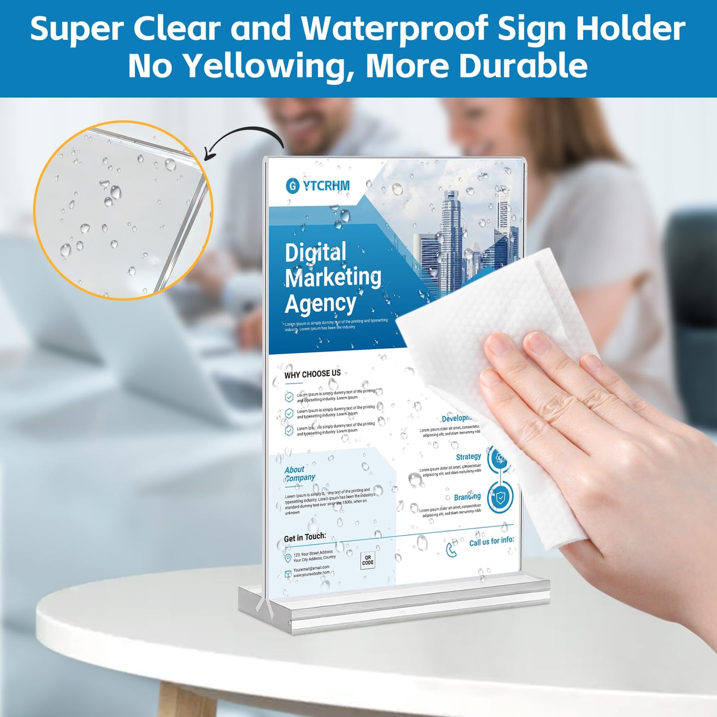 Acrylic Sign Holder 8.5 x 11, 12 Pack Acrylic Display Stand, Double-Sided Clear Sign Holder, Vertical Plastic Stands for Display, Stand up Table Top Frame Paper Holder for Office Business Store Restaurants